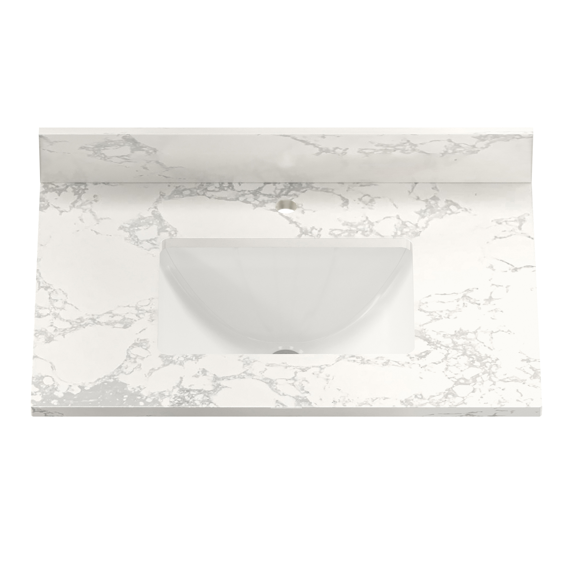 31 in. W x 22 in. D Engineered Stone Composite White Rectangular Single Sink Bathroom Vanity Top
