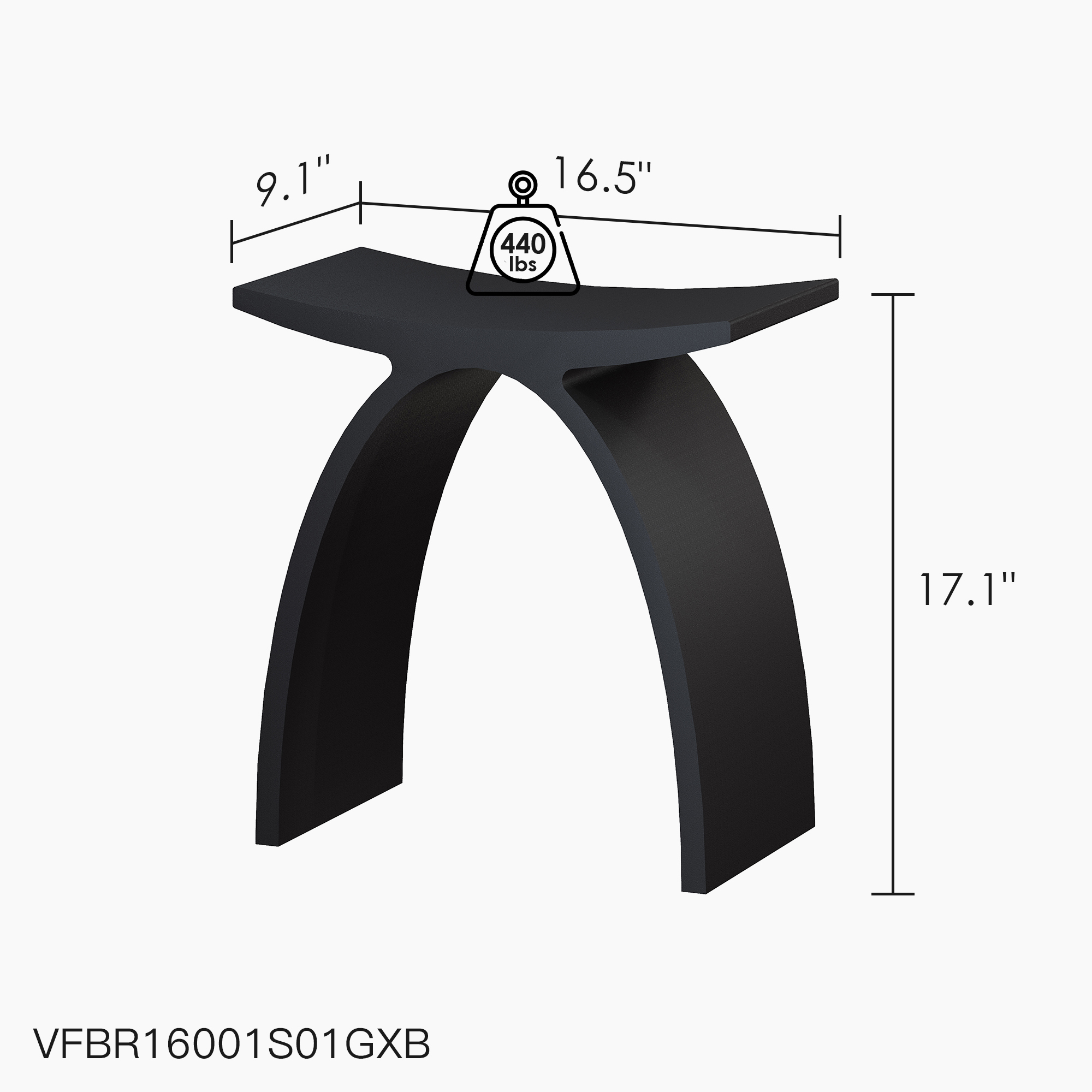 Solid Surface Stool for Bathroom - Matte White/Matte Black