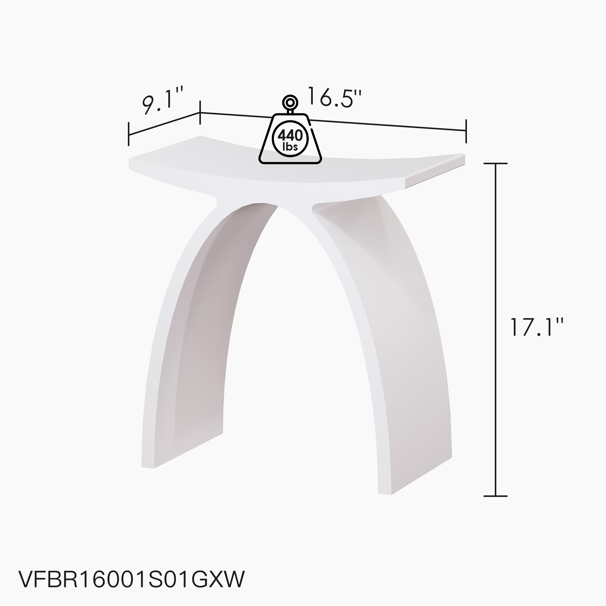 Solid Surface Stool for Bathroom - Matte White/Matte Black