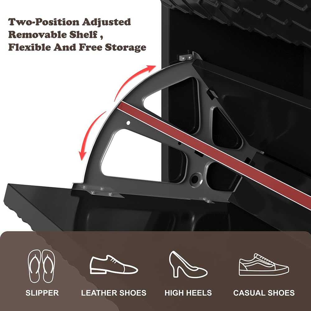 3 Flip Drawers Free Standing Shoe Racks,Modern Shoes Cabinet with Brass Knobs And Legs, 24 Pair for Entryway,Bedroom