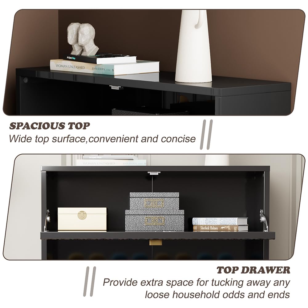 3 Flip Drawers Free Standing Shoe Racks,Modern Shoes Cabinet with Brass Knobs And Legs, 24 Pair for Entryway,Bedroom