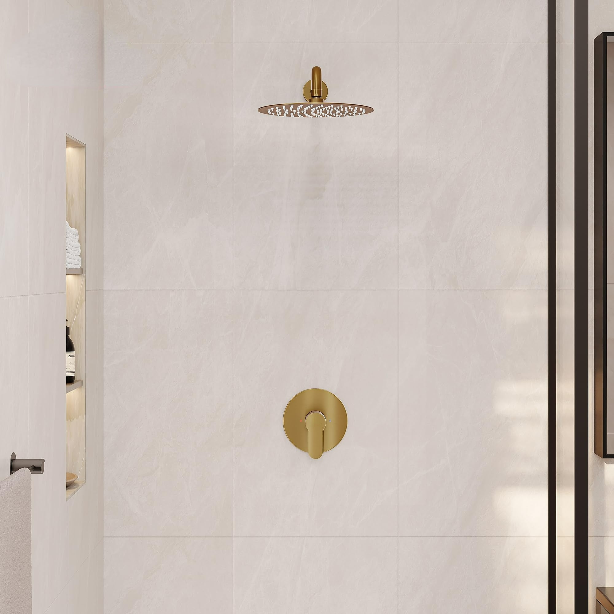 Boyel Living 10 Inch Shower Faucet Set Complete, Wall Mounted Shower System with Rainfall Shower Head Combo, Single Handle Shower Valve and Trim Kit