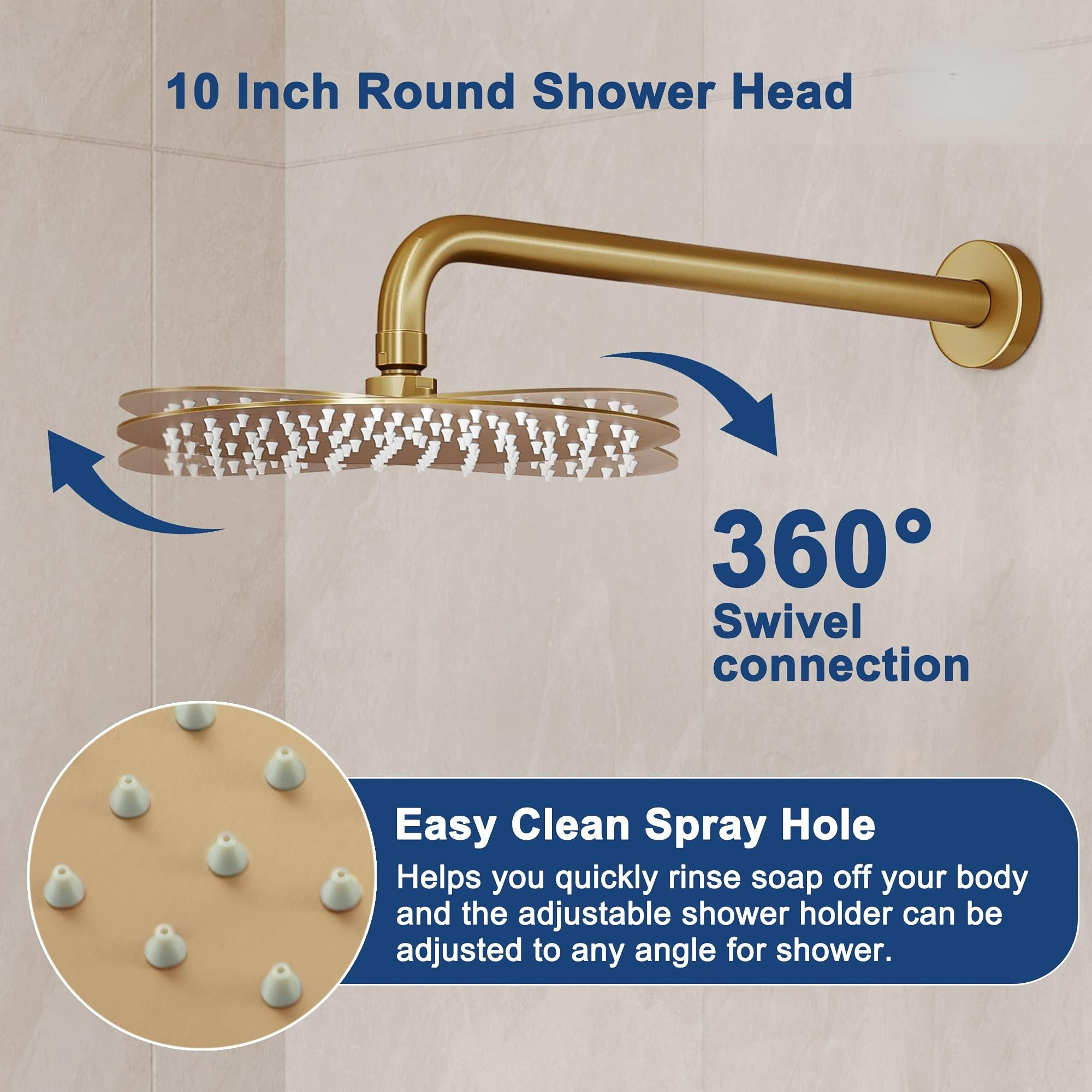 Boyel Living 10 Inch Shower Faucet Set Complete, Wall Mounted Shower System with Rainfall Shower Head Combo, Single Handle Shower Valve and Trim Kit