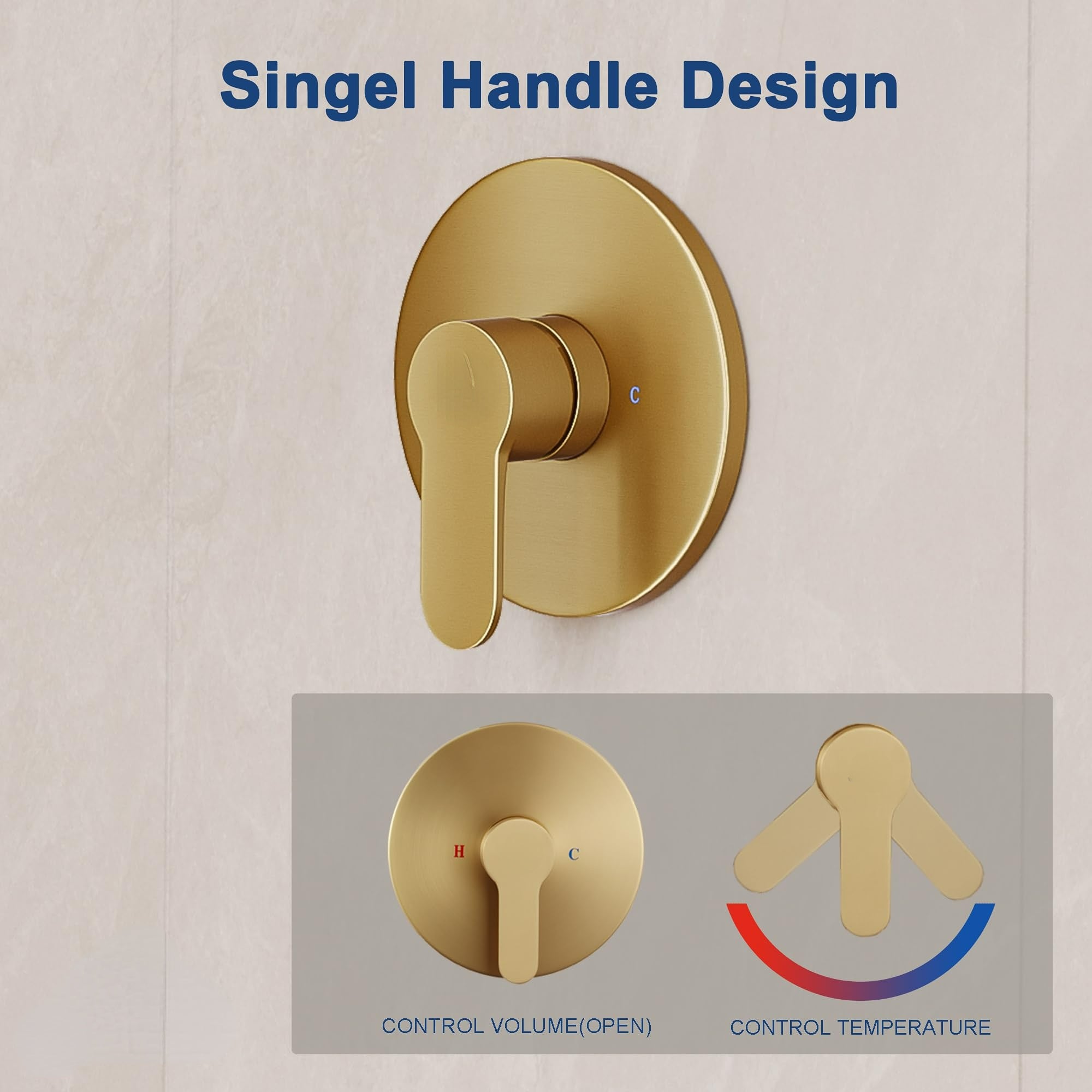 Boyel Living 10 Inch Shower Faucet Set Complete, Wall Mounted Shower System with Rainfall Shower Head Combo, Single Handle Shower Valve and Trim Kit