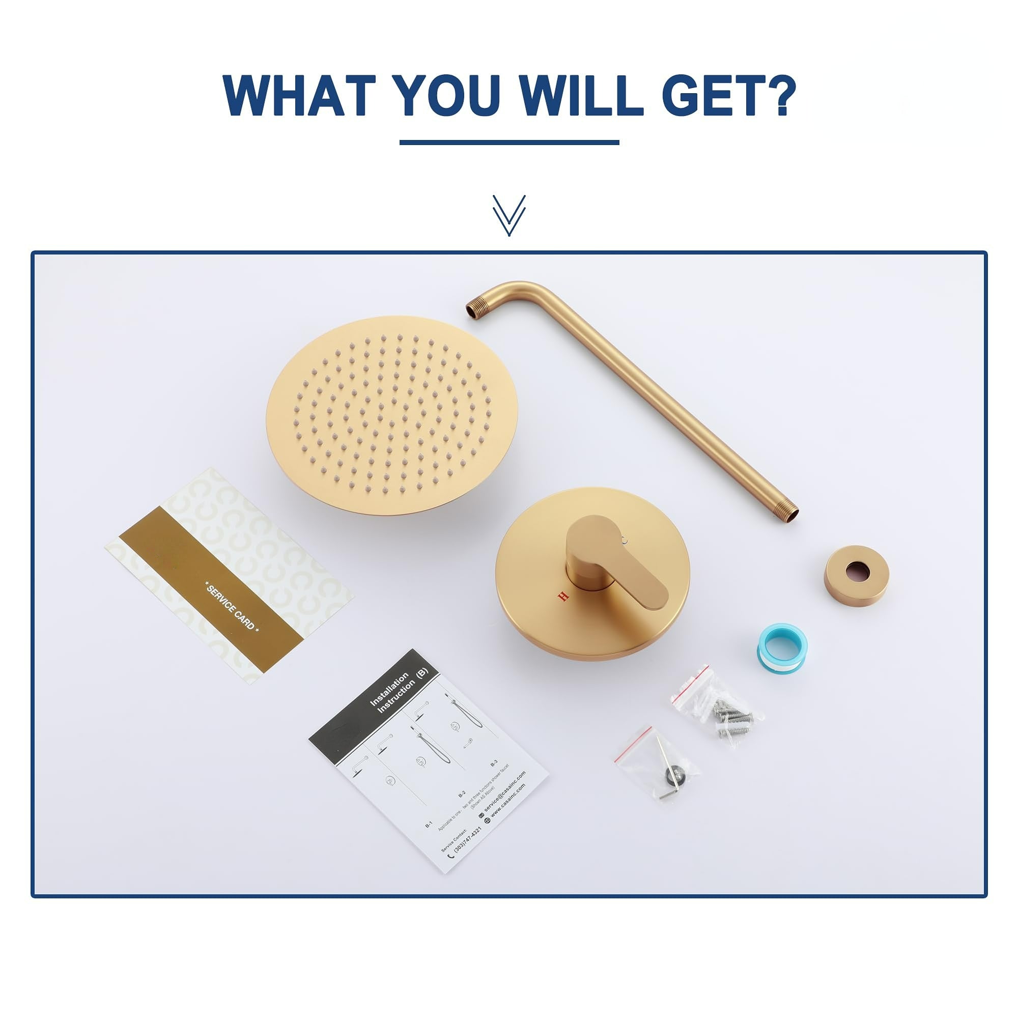 Boyel Living 10 Inch Shower Faucet Set Complete, Wall Mounted Shower System with Rainfall Shower Head Combo, Single Handle Shower Valve and Trim Kit