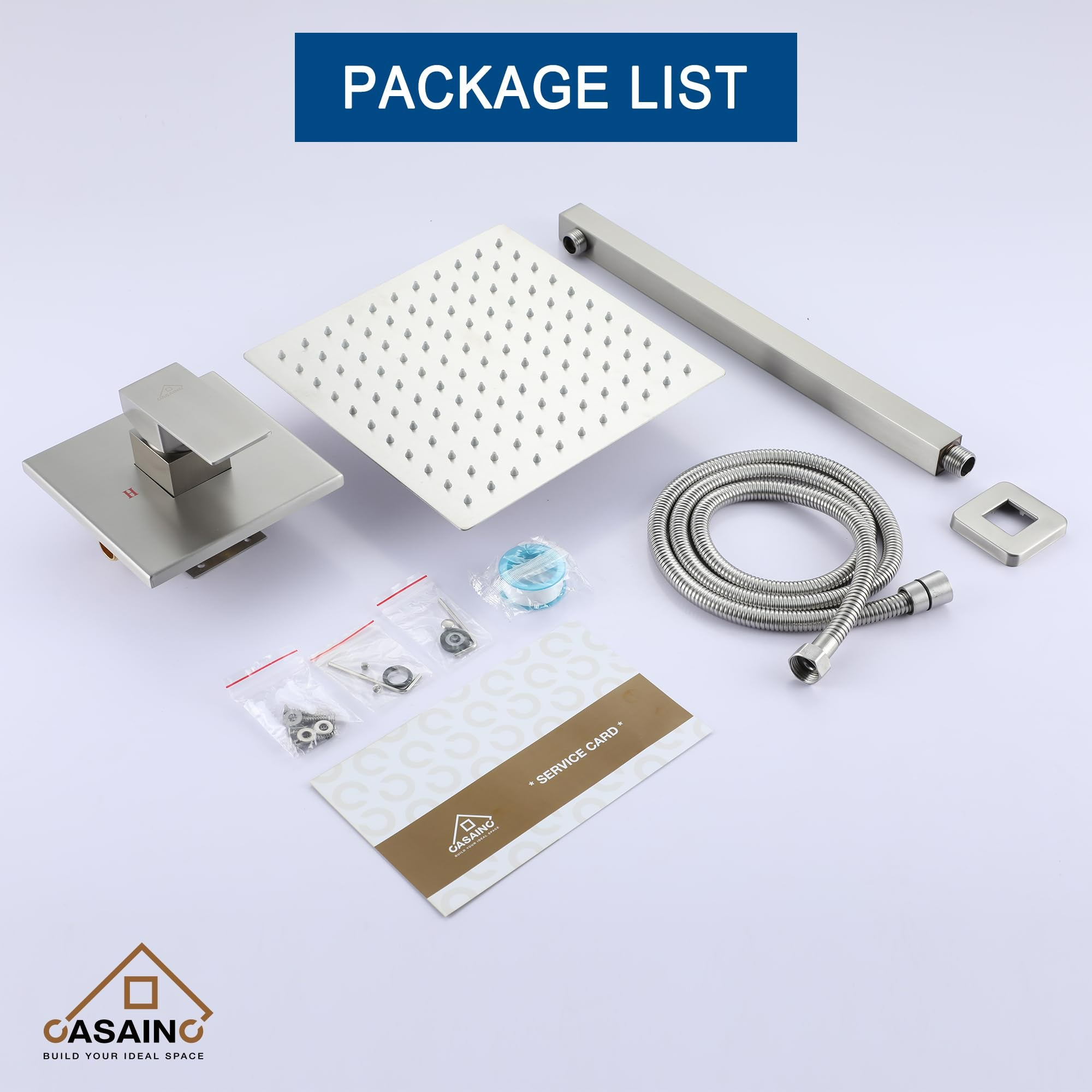 10 Inch Square Shower Head - Wall Mount 1-Spray Pattern Faucet with 2.5 GPM Flow Rate Brushed Gold (Valve Included)