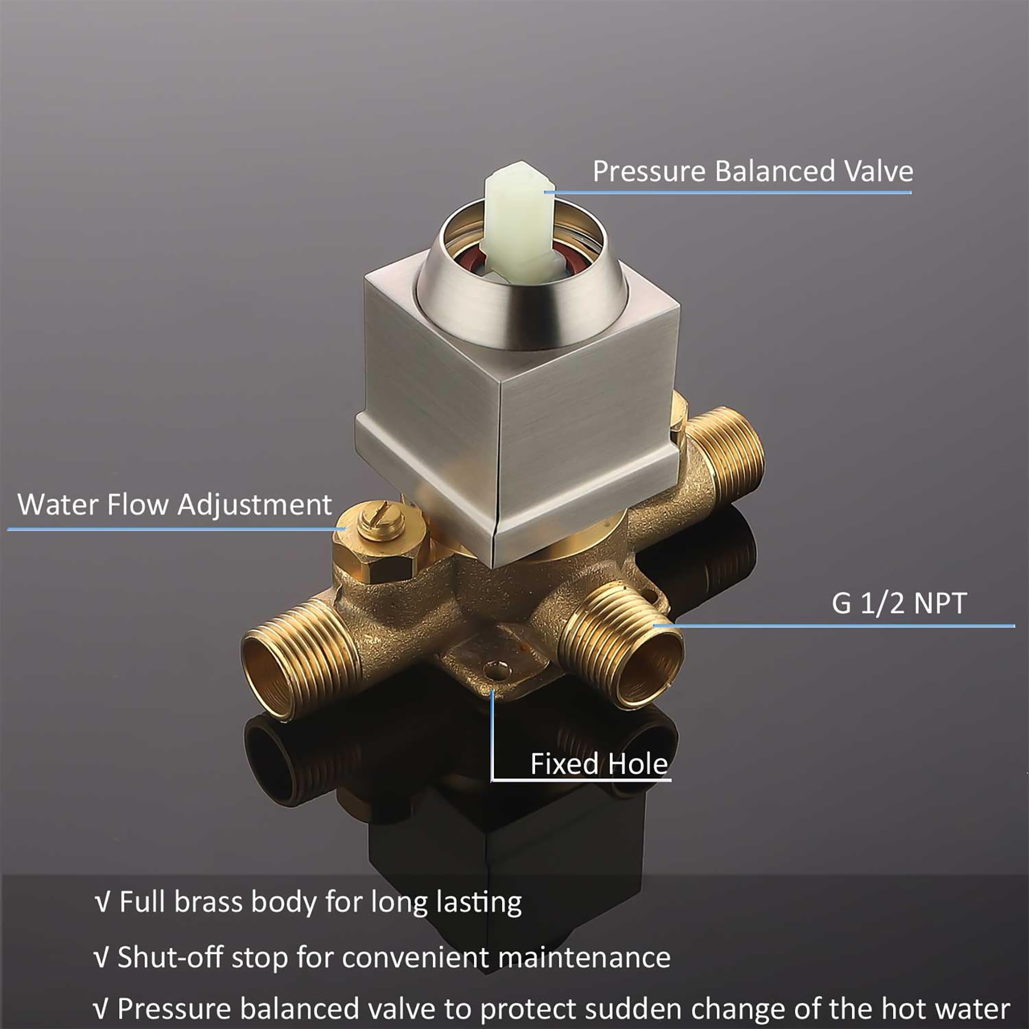 9 Inch Square Shower Faucet - Single-Handle, High-Pressure 1-Spray Shower Head with Valve, Easy Installation, Modern Design for Bathroom Brushed Nickel