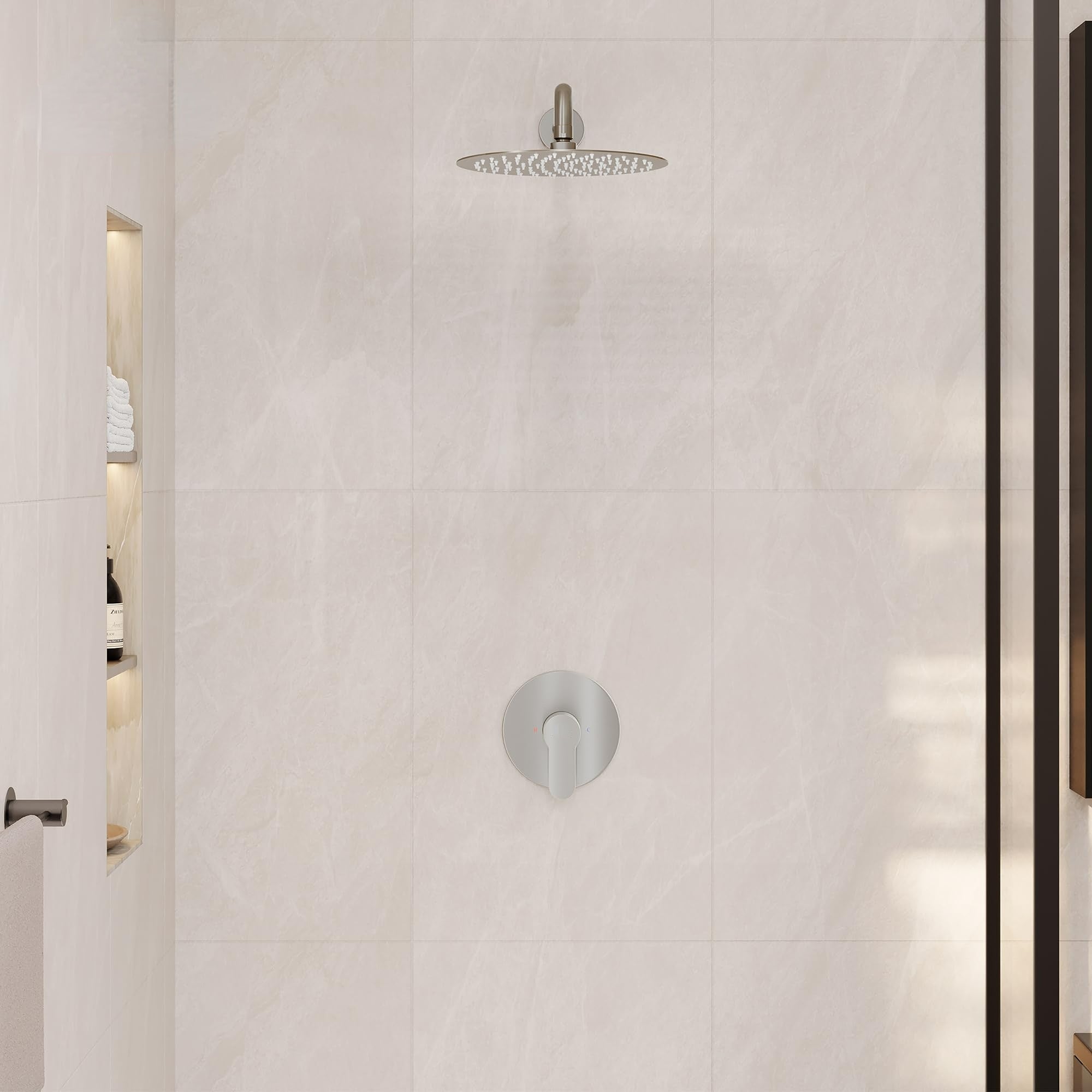 Boyel Living 10 Inch Shower Faucet Set Complete, Wall Mounted Shower System with Rainfall Shower Head Combo, Single Handle Shower Valve and Trim Kit