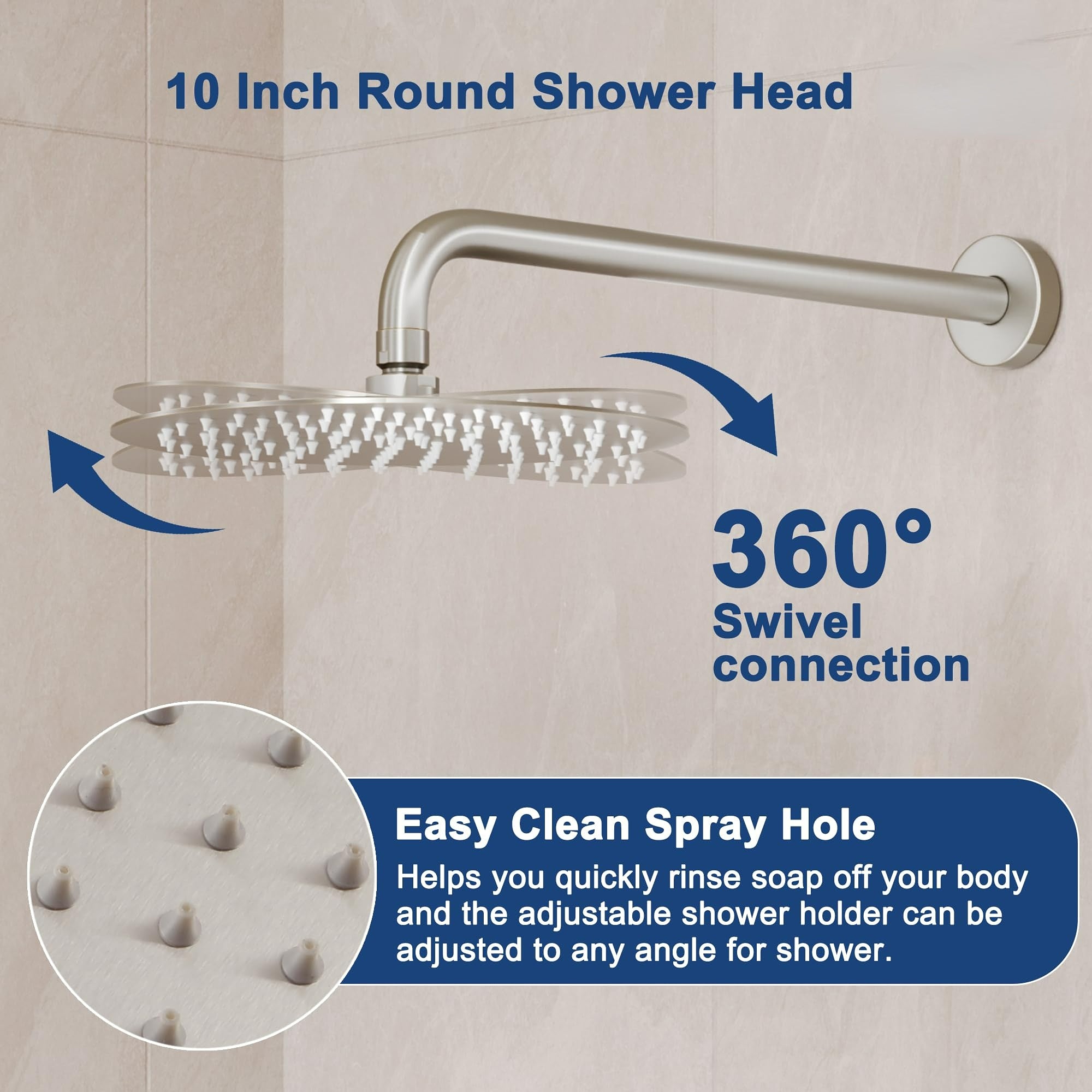 Boyel Living 10 Inch Shower Faucet Set Complete, Wall Mounted Shower System with Rainfall Shower Head Combo, Single Handle Shower Valve and Trim Kit