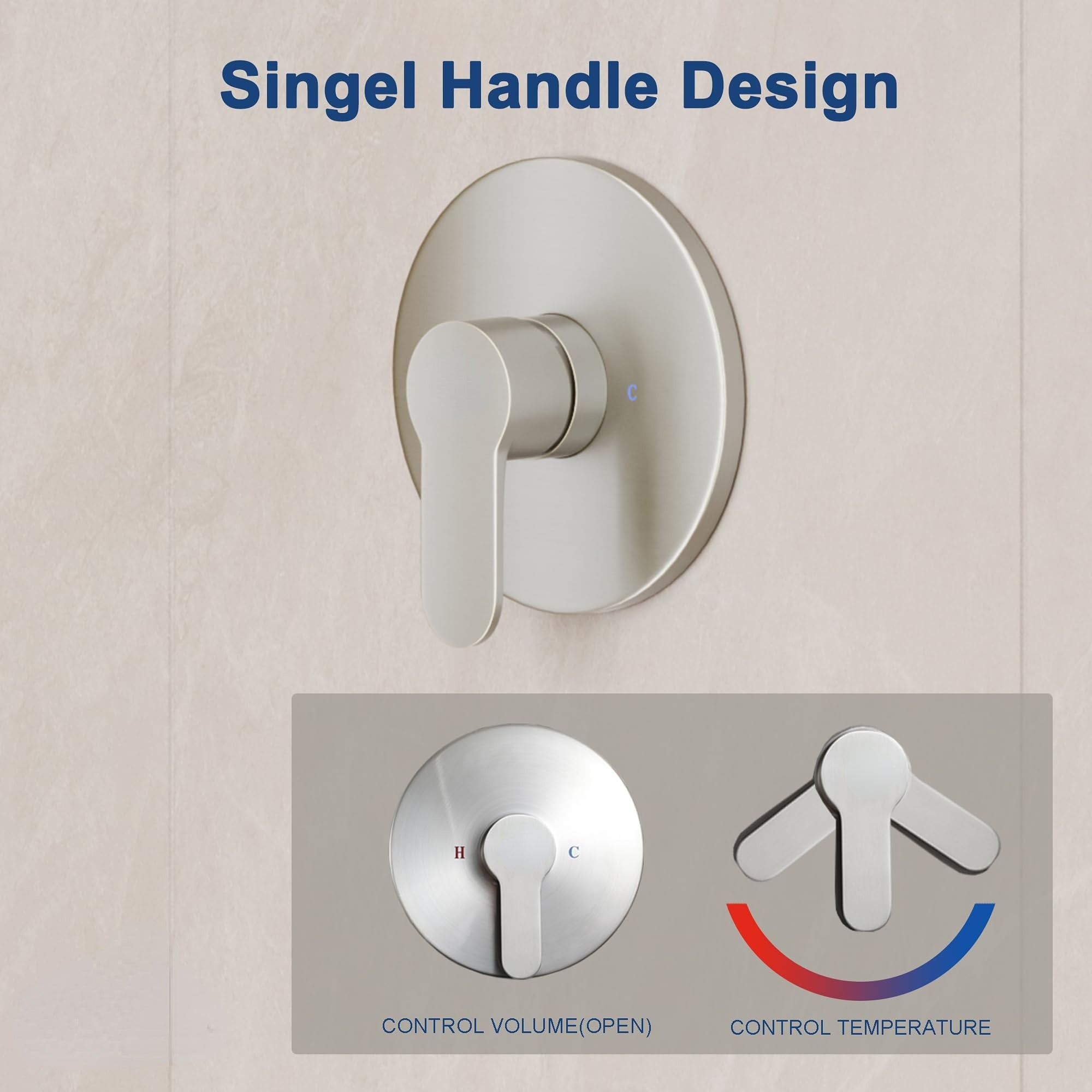 Boyel Living 10 Inch Shower Faucet Set Complete, Wall Mounted Shower System with Rainfall Shower Head Combo, Single Handle Shower Valve and Trim Kit