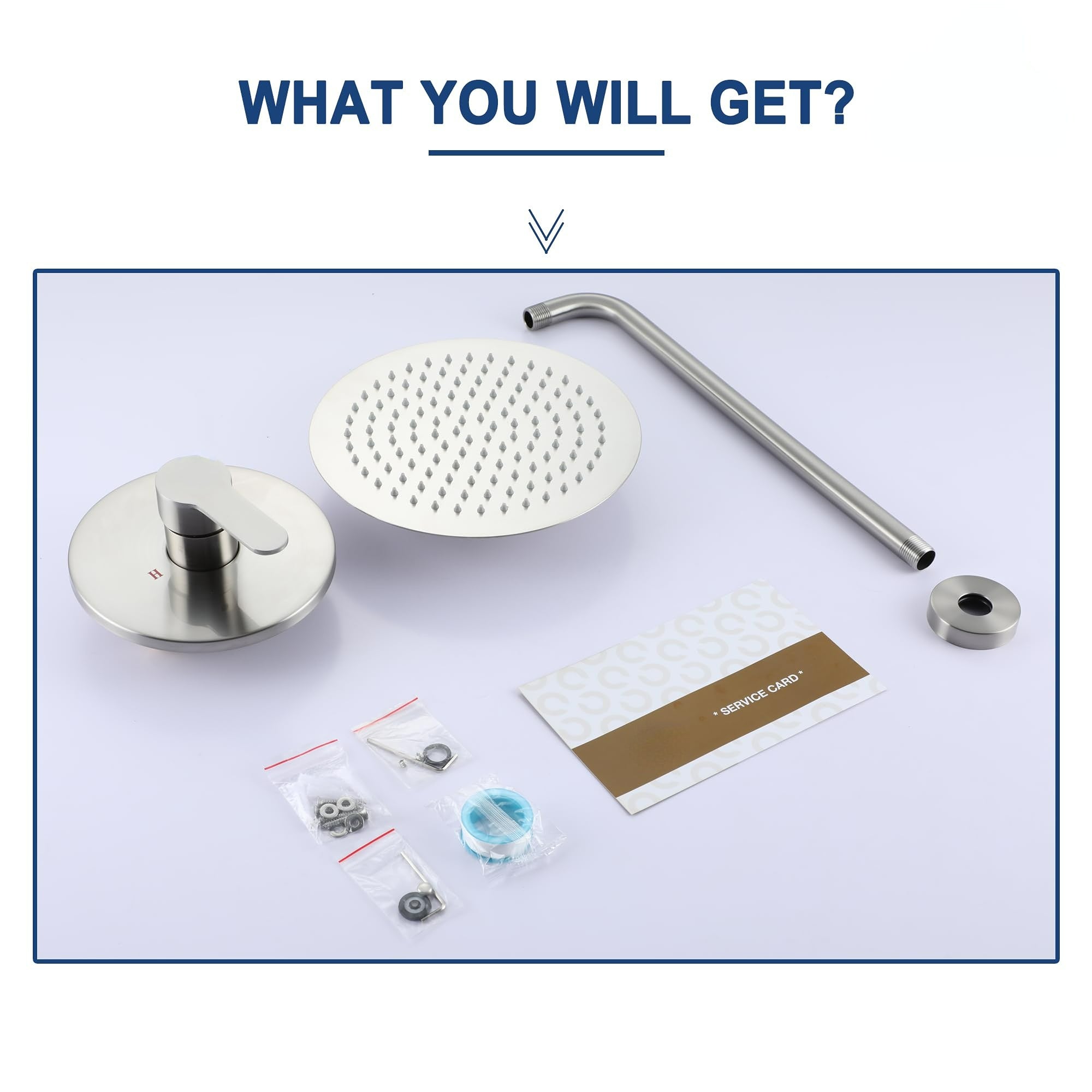 Boyel Living 10 Inch Shower Faucet Set Complete, Wall Mounted Shower System with Rainfall Shower Head Combo, Single Handle Shower Valve and Trim Kit