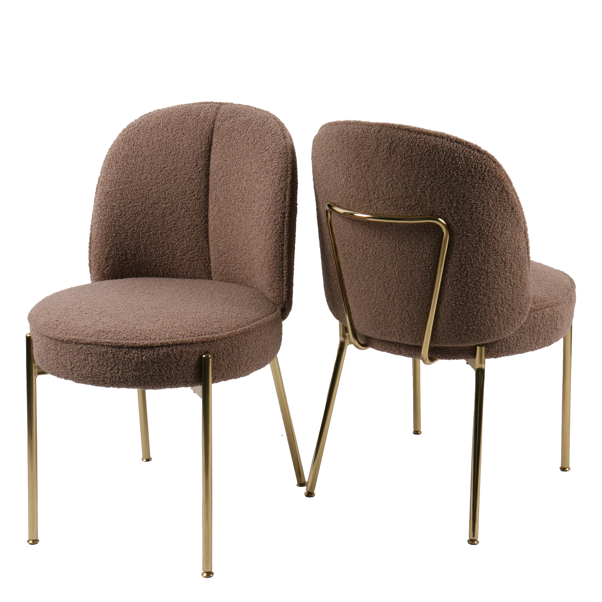 Teddy Fabric Dinning Chair in Greamy White/Brown/Army Green/Black with Adjustable Foot Nails (Set of 2)