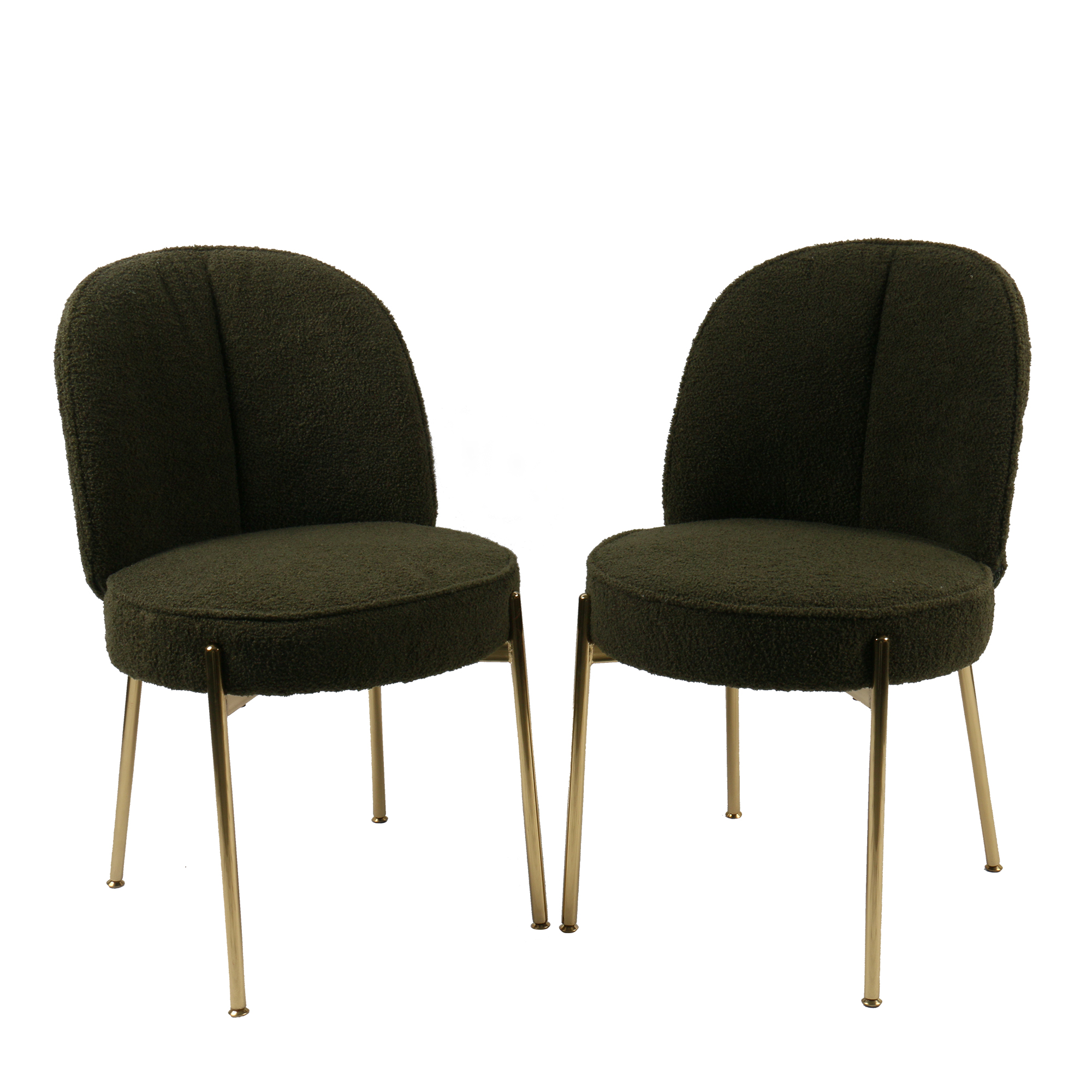 Teddy Fabric Dinning Chair in Greamy White/Brown/Army Green/Black with Adjustable Foot Nails (Set of 2)