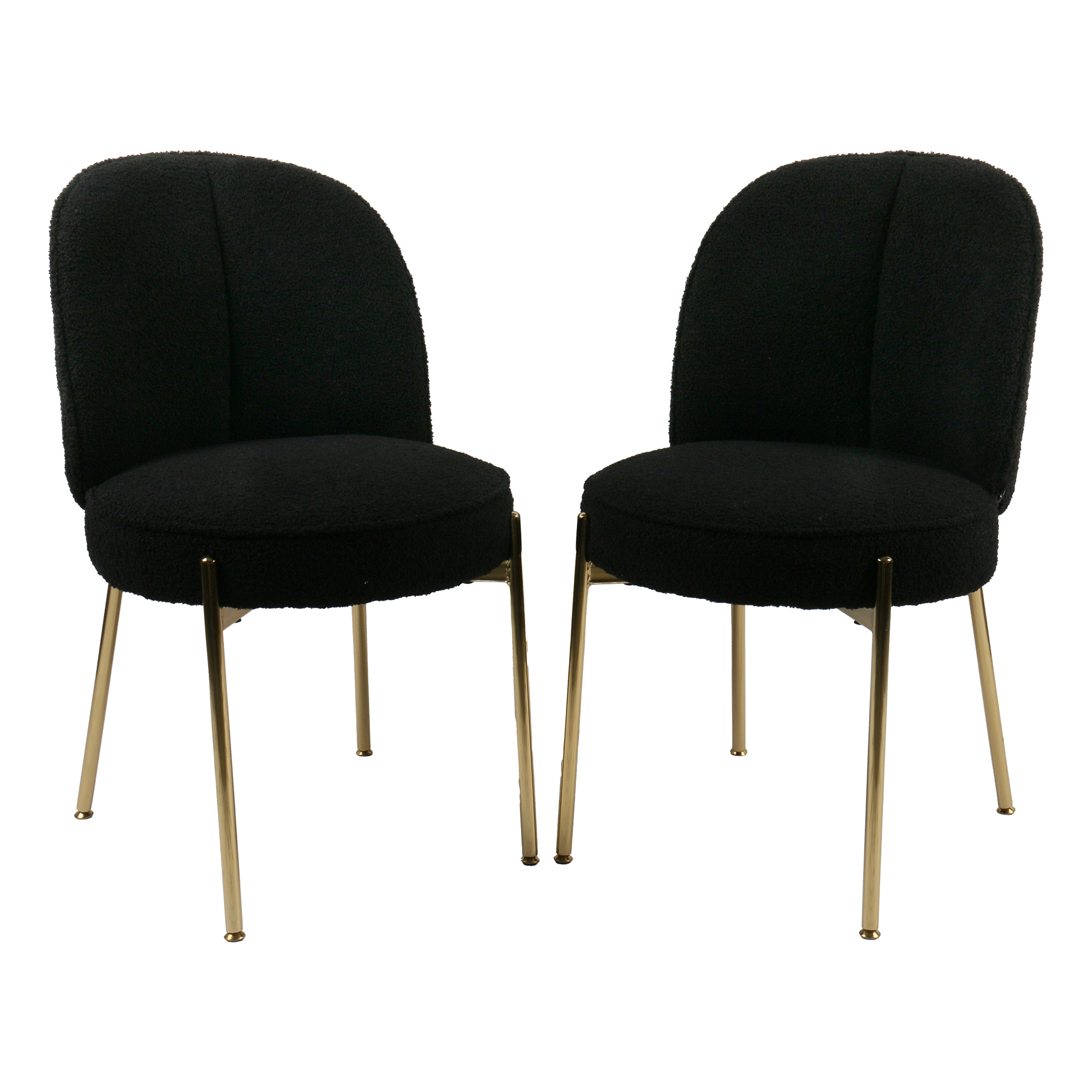 Teddy Fabric Dinning Chair in Greamy White/Brown/Army Green/Black with Adjustable Foot Nails (Set of 2)