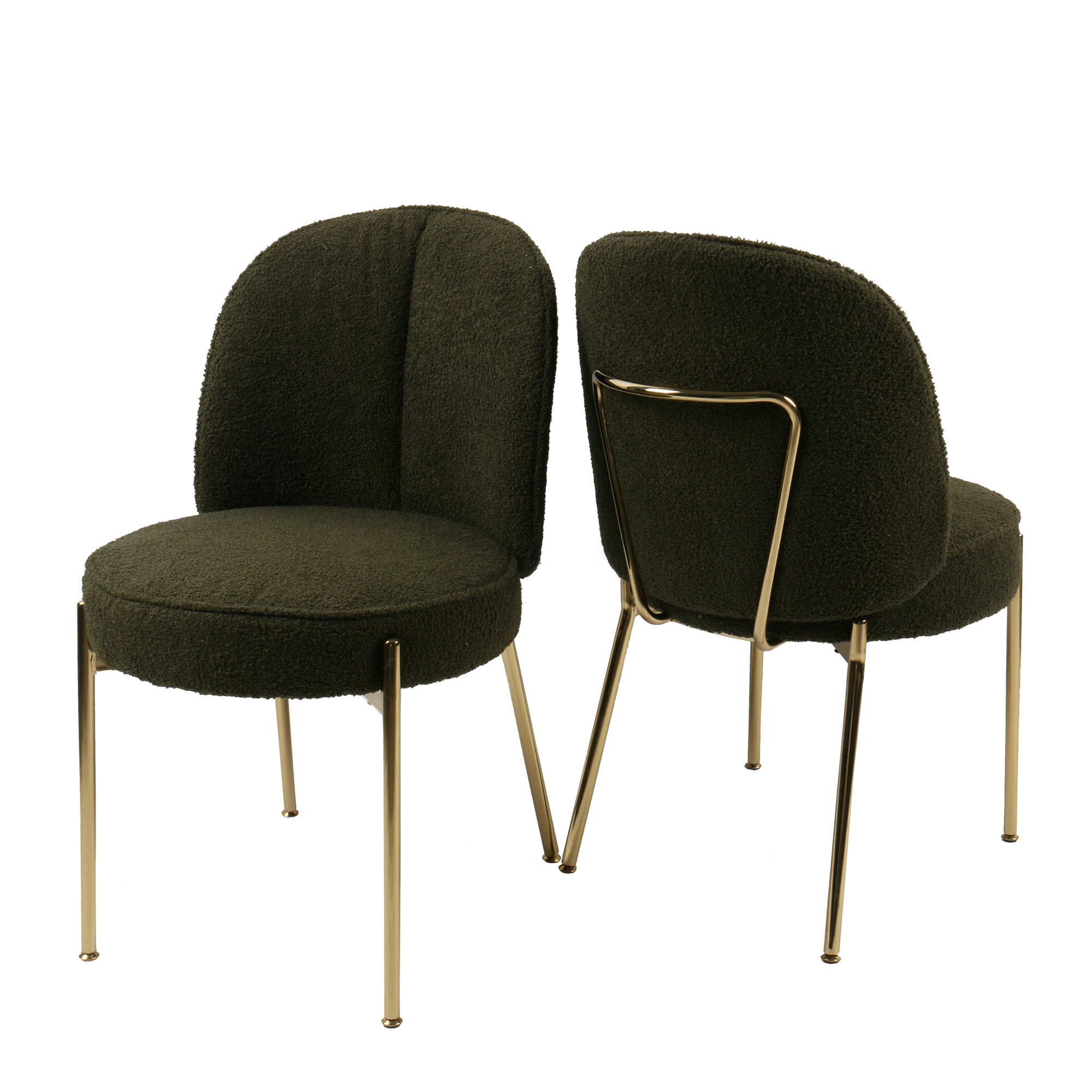 Teddy Fabric Dinning Chair in Greamy White/Brown/Army Green/Black with Adjustable Foot Nails (Set of 2)