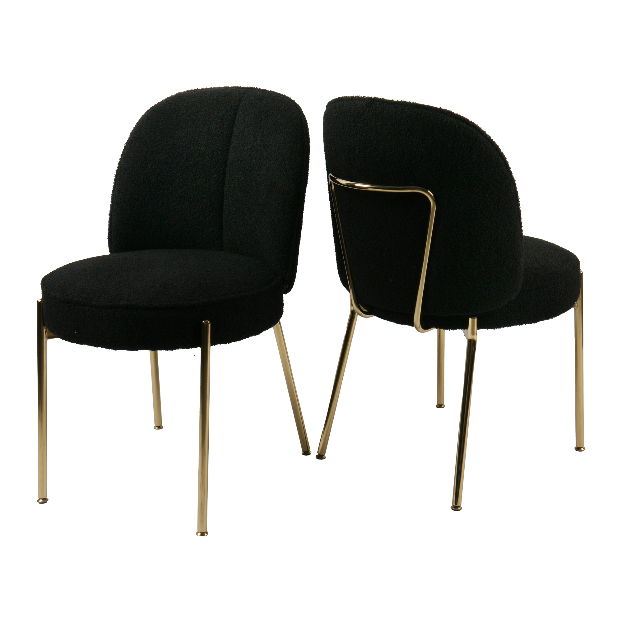 Teddy Fabric Dinning Chair in Greamy White/Brown/Army Green/Black with Adjustable Foot Nails (Set of 2)