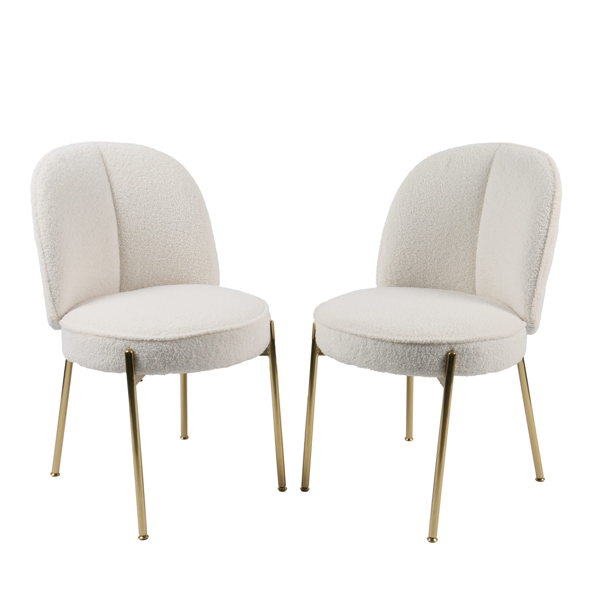 Teddy Fabric Dinning Chair in Greamy White/Brown/Army Green/Black with Adjustable Foot Nails (Set of 2)