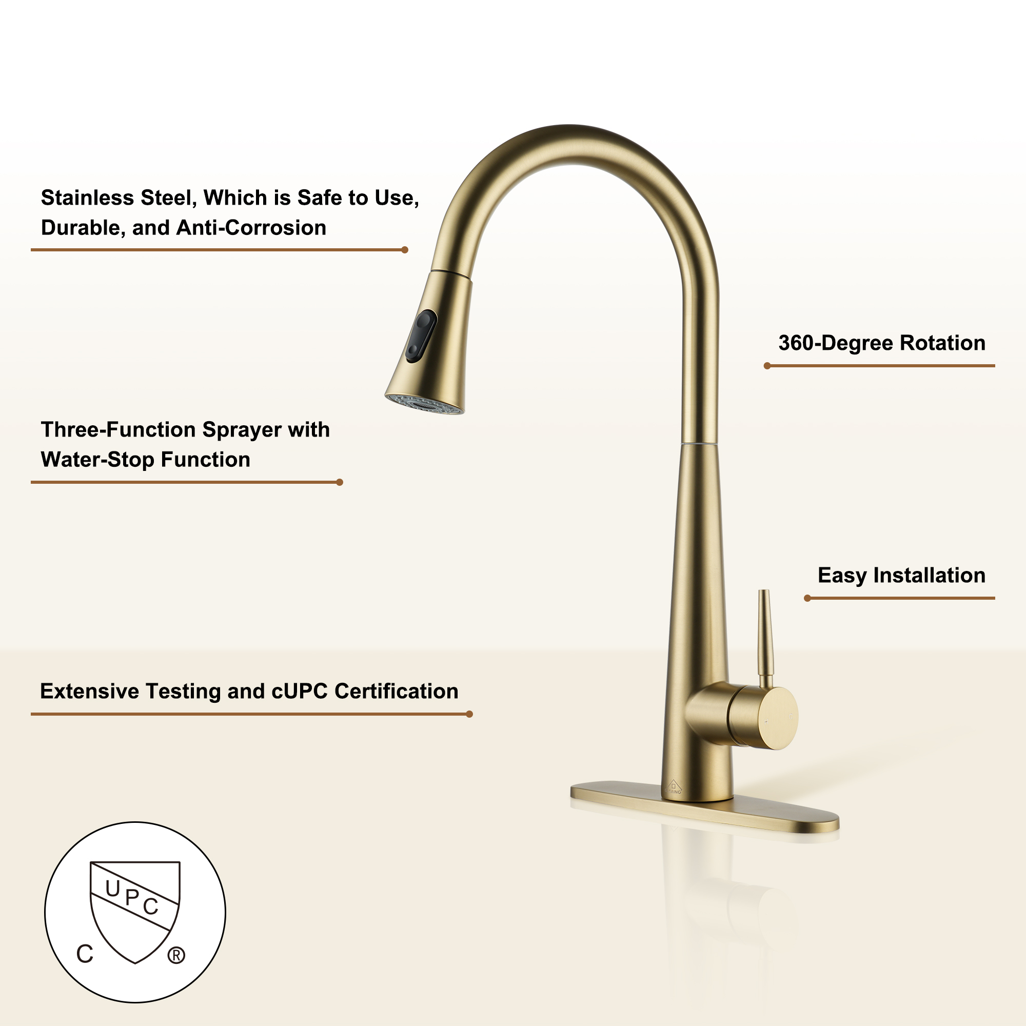 Kitchen-Faucet, Simple Kitchen Faucet with Pull Down Sprayer-Out Kitchen Sink Offers Efficient Cleaning for Kitchen Laundry Utility Rv Wet Bar -with Deck Plate -Matt Black-4