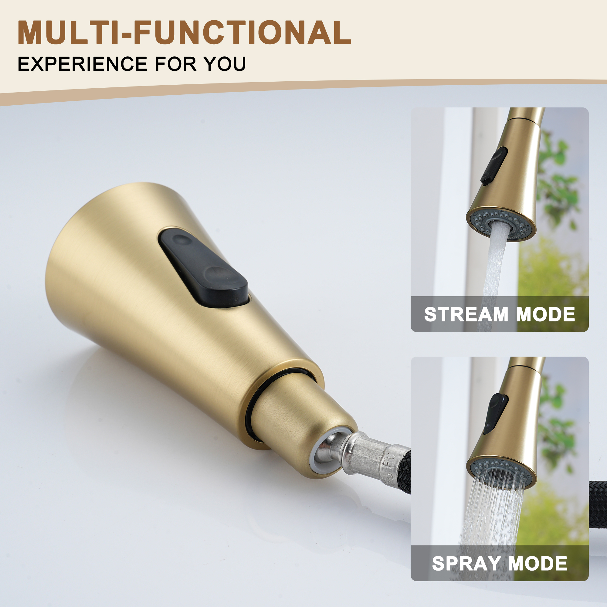 Kitchen-Faucet, Simple Kitchen Faucet with Pull Down Sprayer-Out Kitchen Sink Offers Efficient Cleaning for Kitchen Laundry Utility Rv Wet Bar -with Deck Plate -Matt Black-4