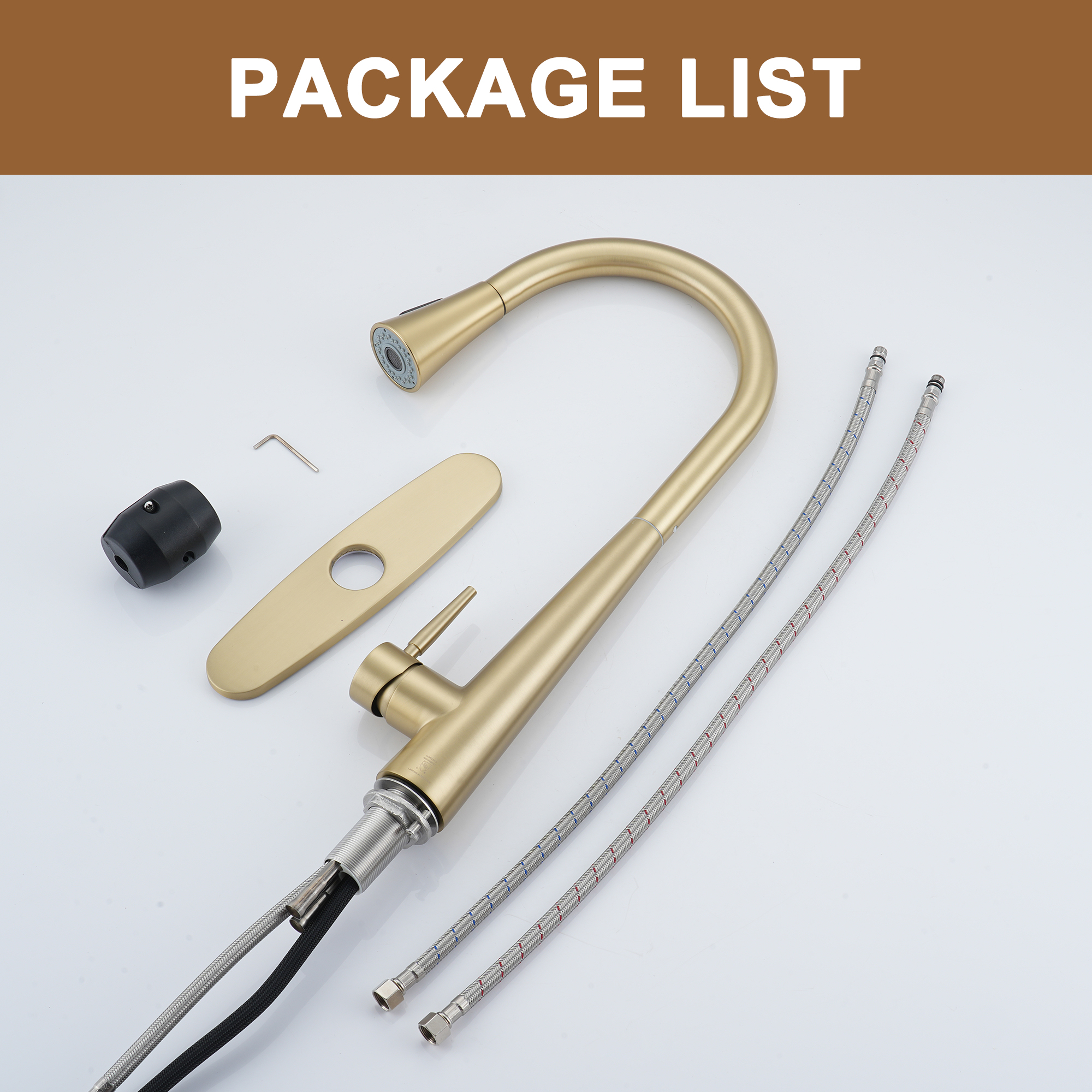 Kitchen-Faucet, Simple Kitchen Faucet with Pull Down Sprayer-Out Kitchen Sink Offers Efficient Cleaning for Kitchen Laundry Utility Rv Wet Bar -with Deck Plate -Matt Black-4