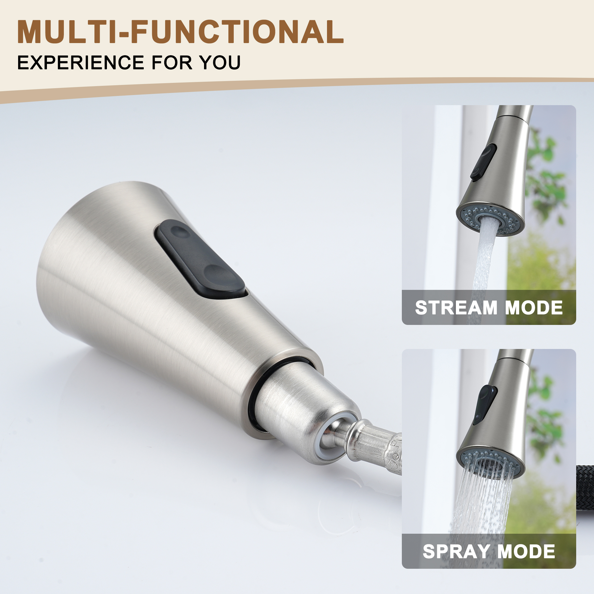 Kitchen-Faucet, Simple Kitchen Faucet with Pull Down Sprayer-Out Kitchen Sink Offers Efficient Cleaning for Kitchen Laundry Utility Rv Wet Bar -with Deck Plate -Matt Black-4