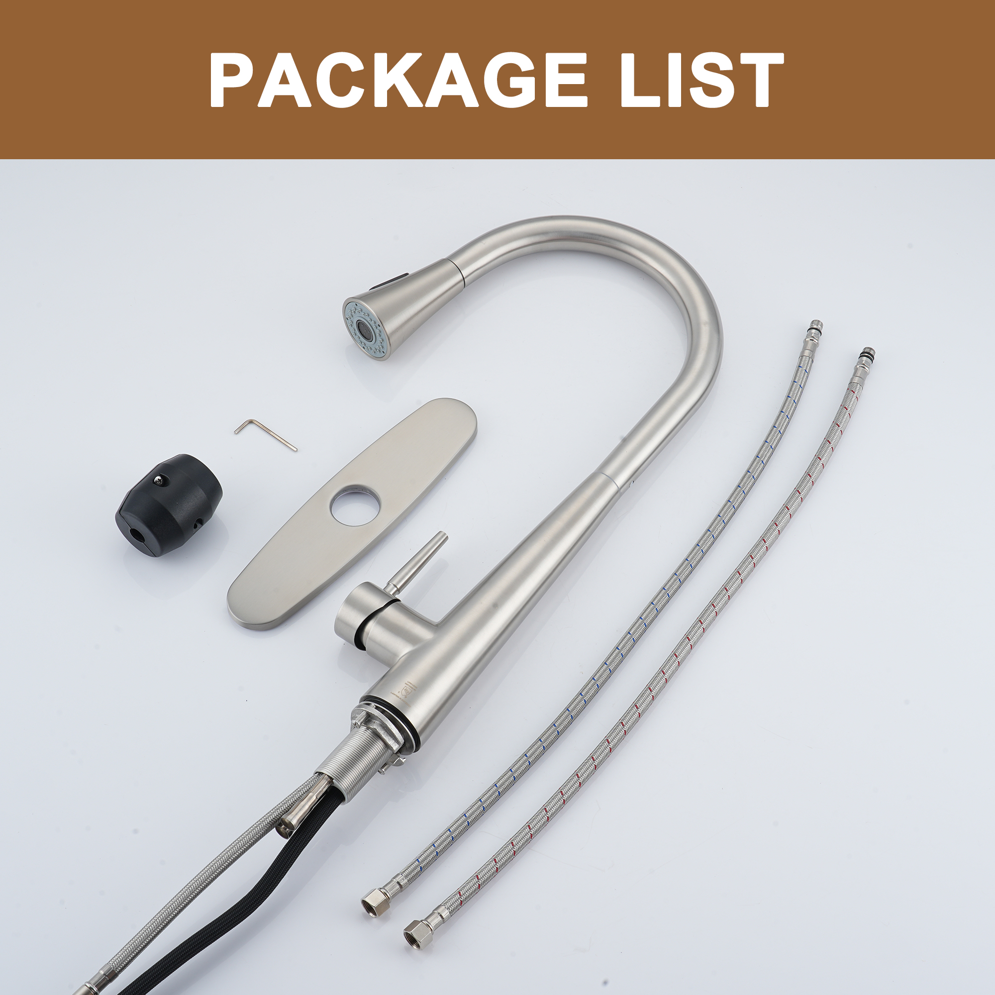 Kitchen-Faucet, Simple Kitchen Faucet with Pull Down Sprayer-Out Kitchen Sink Offers Efficient Cleaning for Kitchen Laundry Utility Rv Wet Bar -with Deck Plate -Matt Black-4