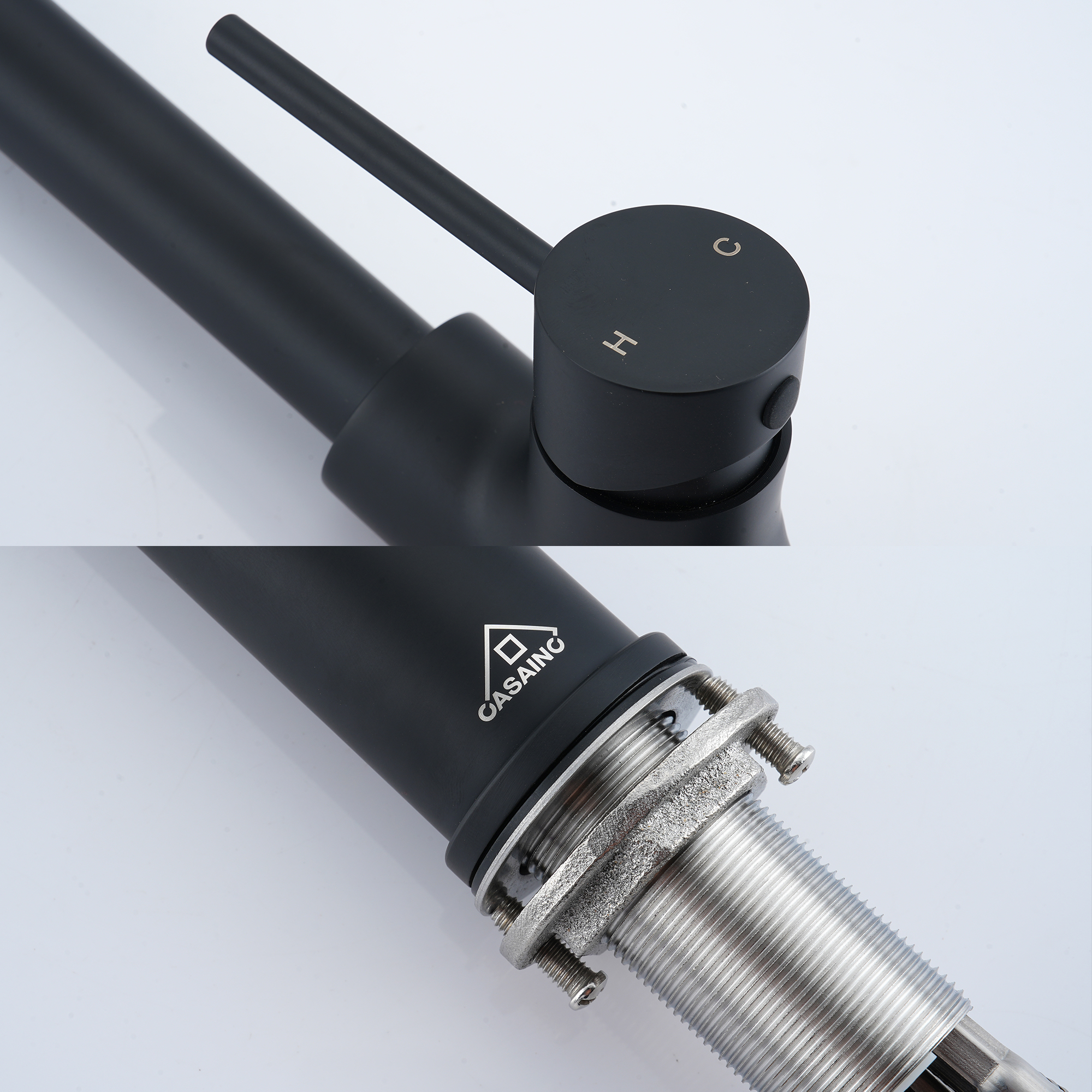 2-Spray Patterns Single Handle Pull Down Sprayer Kitchen Faucet with Deckplate and Water Supply Hoses in Brushed Gold