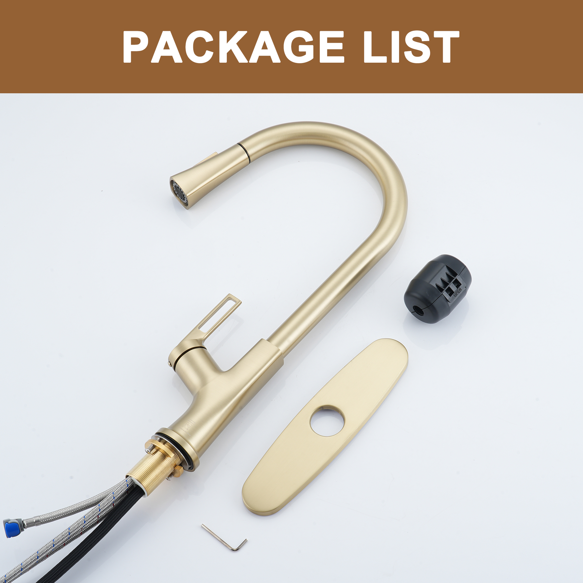 Single Handle Pull-Down Sprayer Kitchen Faucet with Advanced Spray, Pull Out Spray Wand, Deckplate in Brushed Gold/Brushed Nickel/Matte Black/Matte White