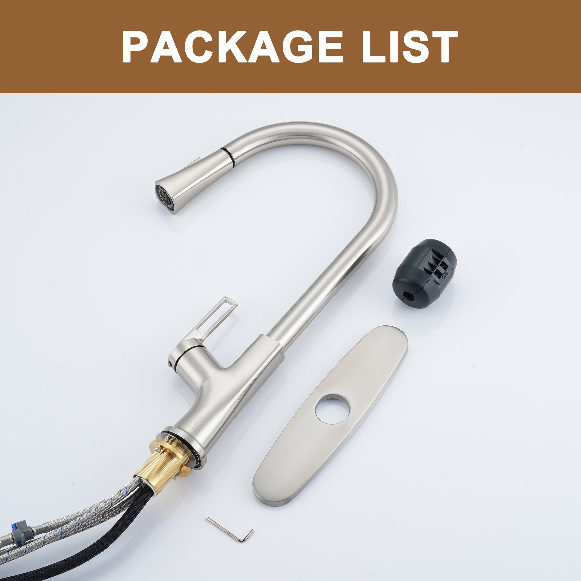 Single Handle Pull-Down Sprayer Kitchen Faucet with Advanced Spray, Pull Out Spray Wand, Deckplate in Brushed Gold/Brushed Nickel/Matte Black/Matte White