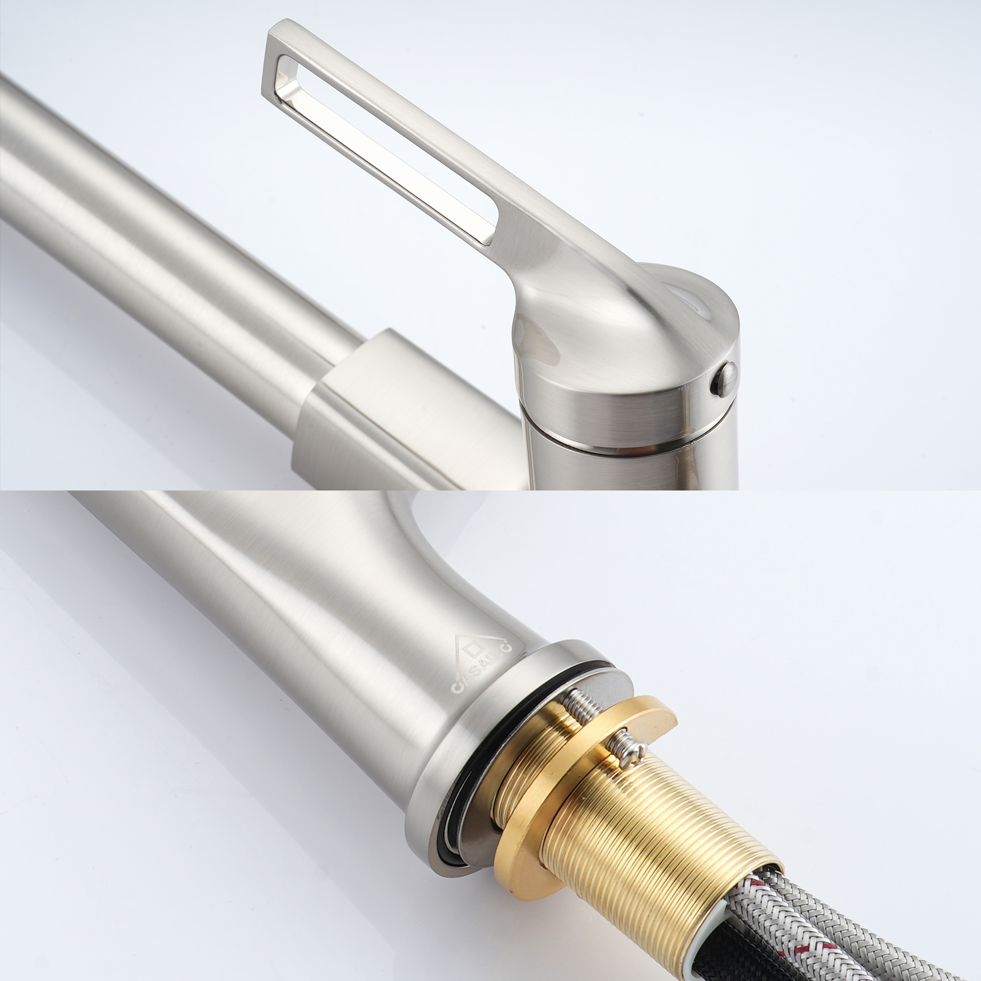 Single Handle Pull-Down Sprayer Kitchen Faucet with Advanced Spray, Pull Out Spray Wand, Deckplate in Brushed Gold/Brushed Nickel/Matte Black/Matte White