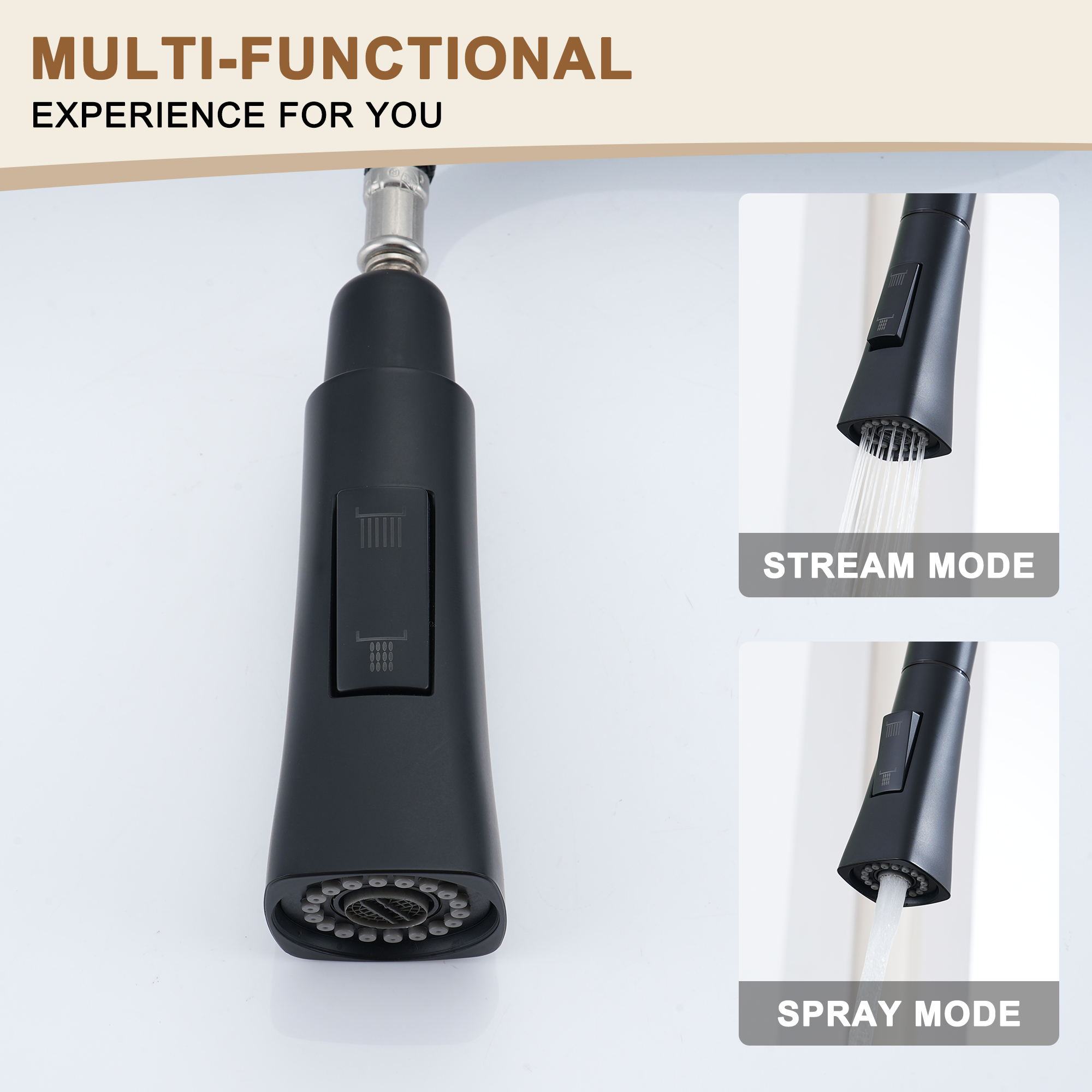 Single Handle Pull-Down Sprayer Kitchen Faucet with Advanced Spray, Pull Out Spray Wand, Deckplate in Brushed Gold/Brushed Nickel/Matte Black/Matte White