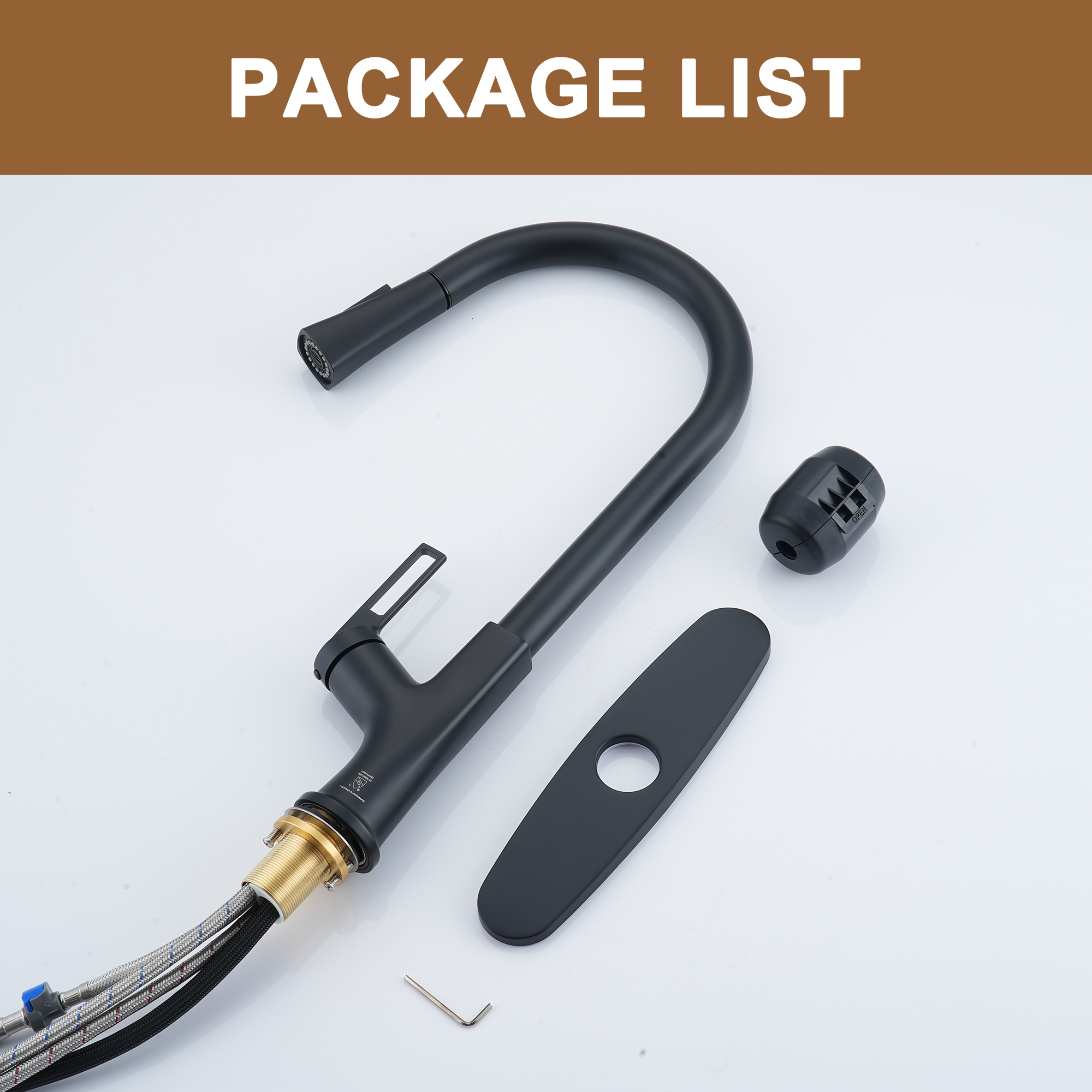 Single Handle Pull-Down Sprayer Kitchen Faucet with Advanced Spray, Pull Out Spray Wand, Deckplate in Brushed Gold/Brushed Nickel/Matte Black/Matte White