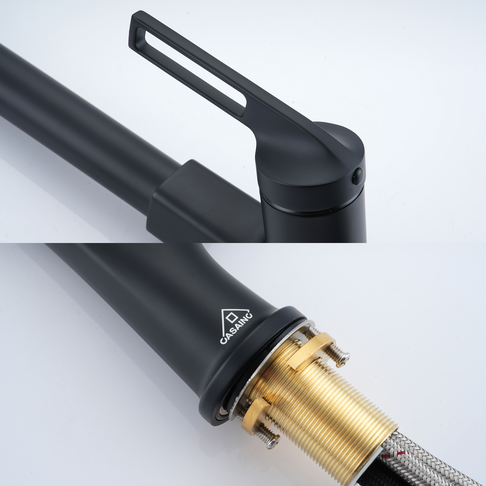 Single Handle Pull-Down Sprayer Kitchen Faucet with Advanced Spray, Pull Out Spray Wand, Deckplate in Brushed Gold/Brushed Nickel/Matte Black/Matte White