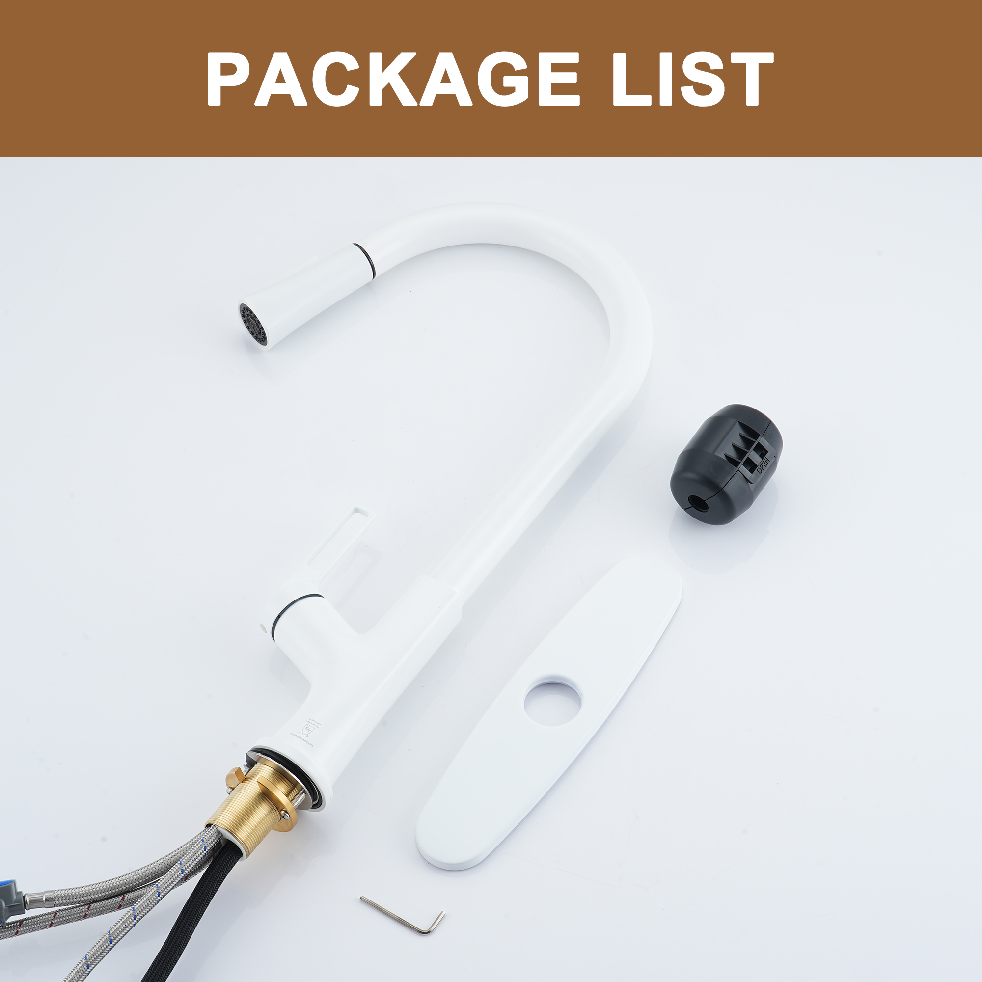 Single Handle Pull-Down Sprayer Kitchen Faucet with Advanced Spray, Pull Out Spray Wand, Deckplate in Brushed Gold/Brushed Nickel/Matte Black/Matte White