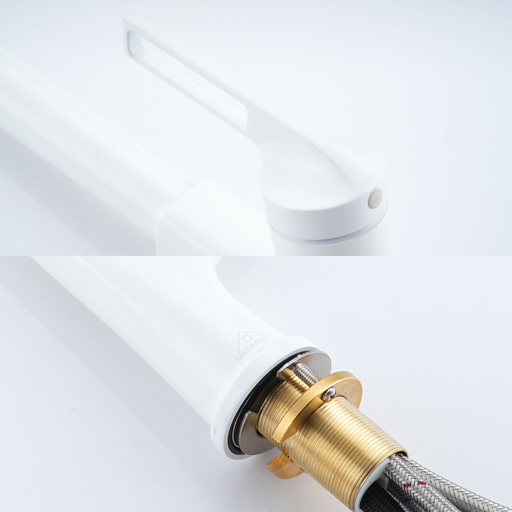 Single Handle Pull-Down Sprayer Kitchen Faucet with Advanced Spray, Pull Out Spray Wand, Deckplate in Brushed Gold/Brushed Nickel/Matte Black/Matte White