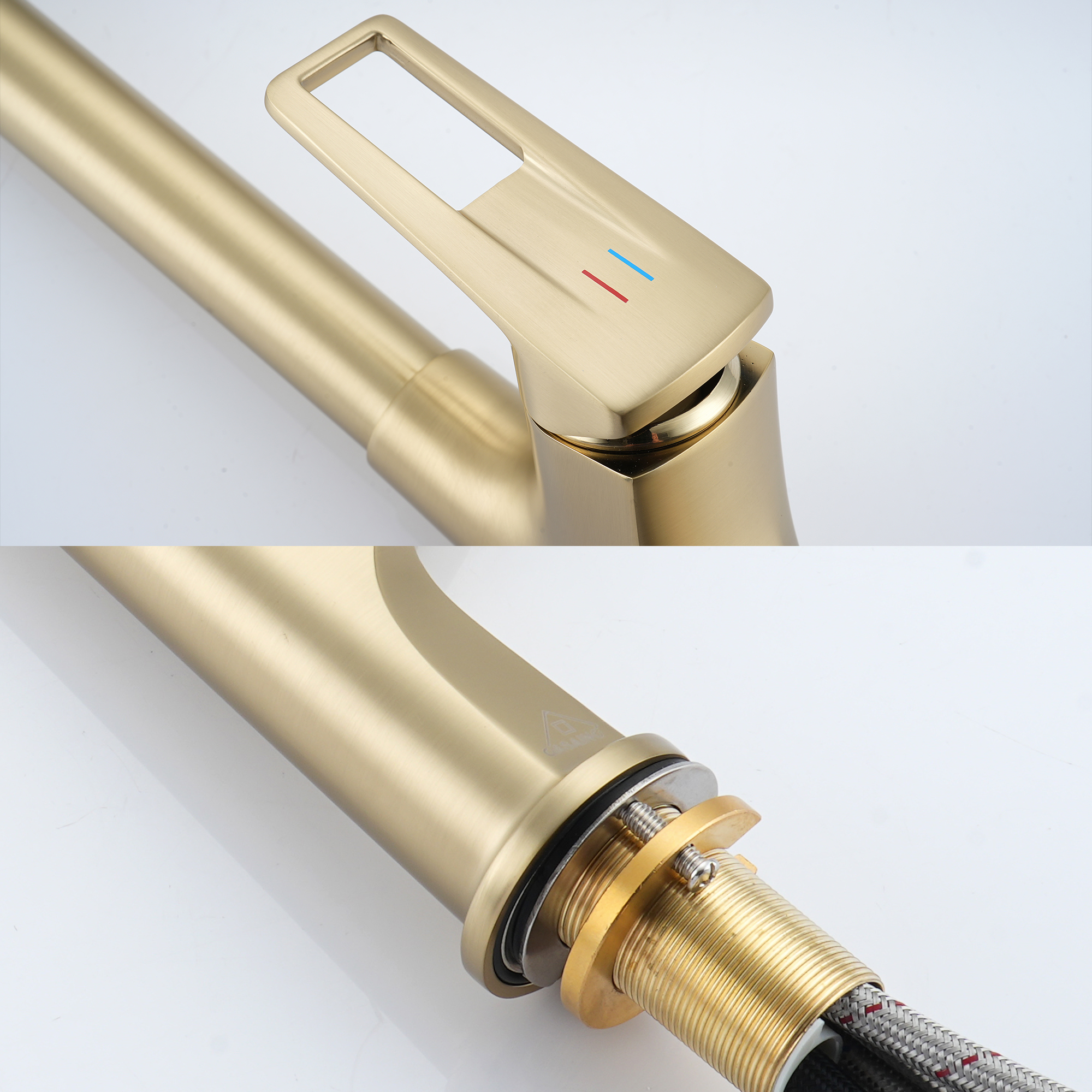 Kitchen Faucet with Pull Down Sprayer, Modern Single Handle Pull Out Kitchen Faucet,1 or 3 Hole Sink Faucets for Farmhouse Camper Laundry Utility Rv Wet Bar, Brushed Gold/Brushed Nickel/Matte Black