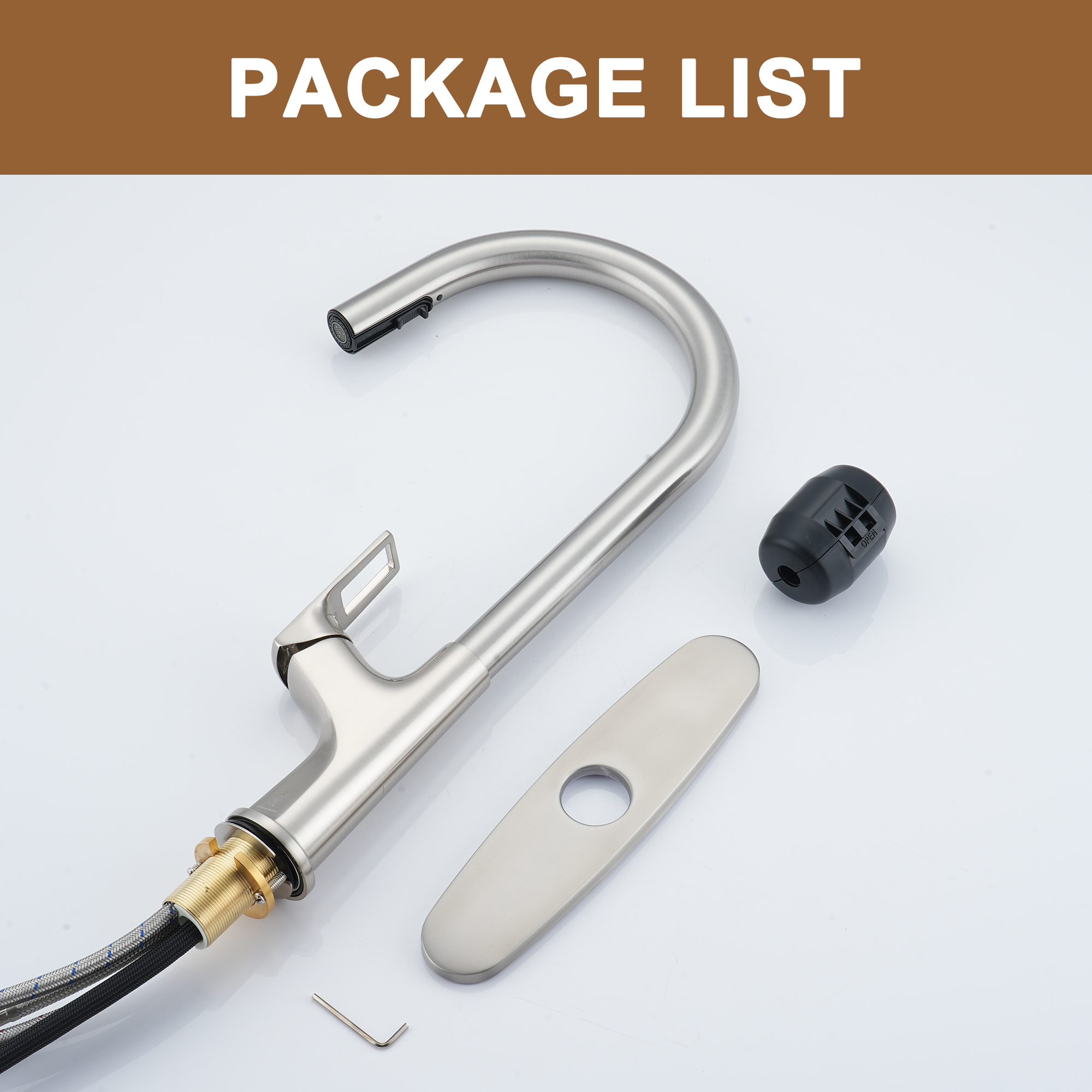 Kitchen Faucet with Pull Down Sprayer, Modern Single Handle Pull Out Kitchen Faucet,1 or 3 Hole Sink Faucets for Farmhouse Camper Laundry Utility Rv Wet Bar, Brushed Gold/Brushed Nickel/Matte Black