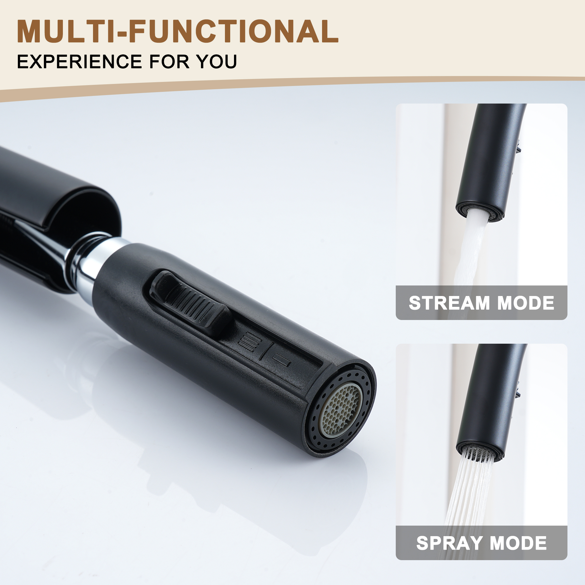 Kitchen Faucet with Pull Down Sprayer, Modern Single Handle Pull Out Kitchen Faucet,1 or 3 Hole Sink Faucets for Farmhouse Camper Laundry Utility Rv Wet Bar, Brushed Gold/Brushed Nickel/Matte Black