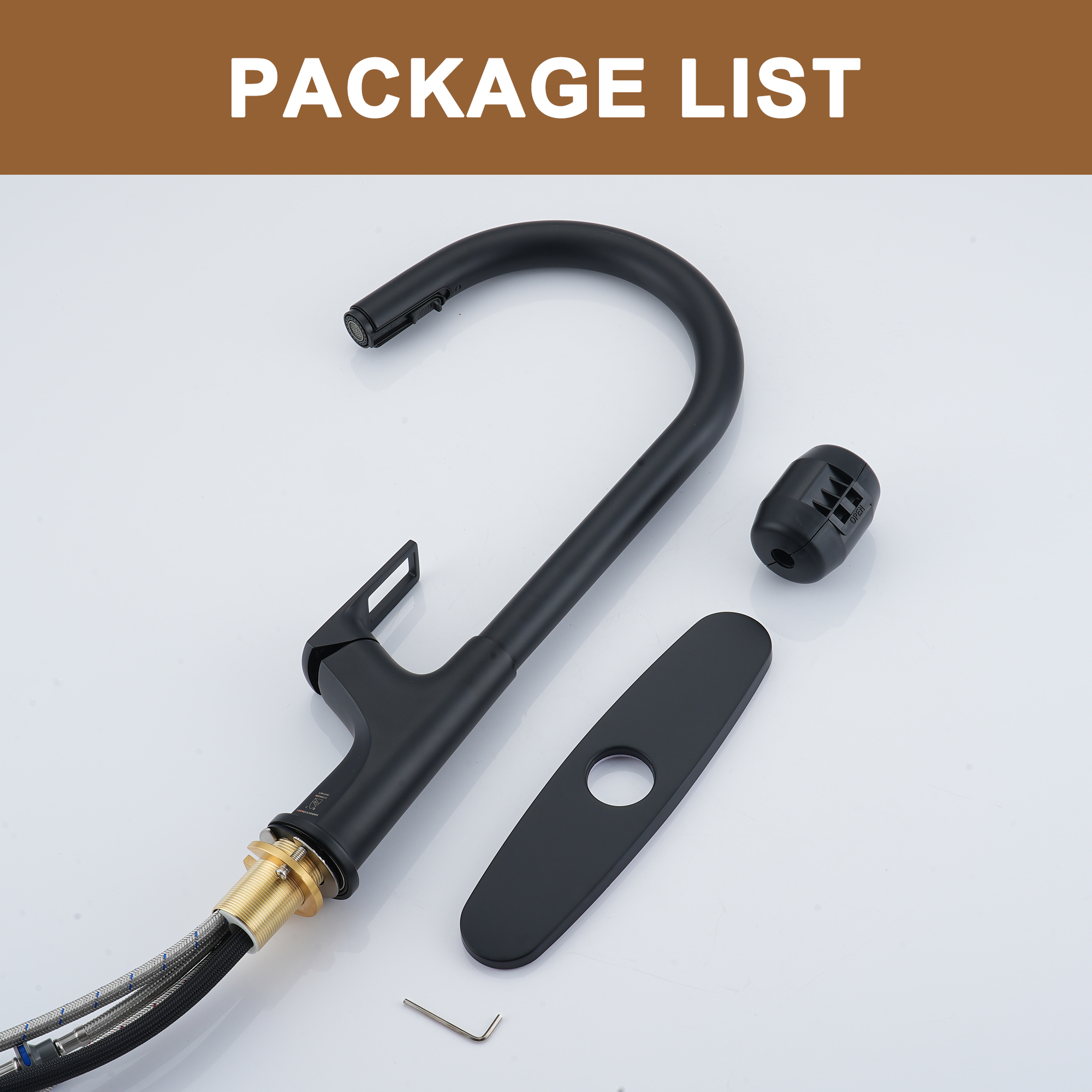 Kitchen Faucet with Pull Down Sprayer, Modern Single Handle Pull Out Kitchen Faucet,1 or 3 Hole Sink Faucets for Farmhouse Camper Laundry Utility Rv Wet Bar, Brushed Gold/Brushed Nickel/Matte Black