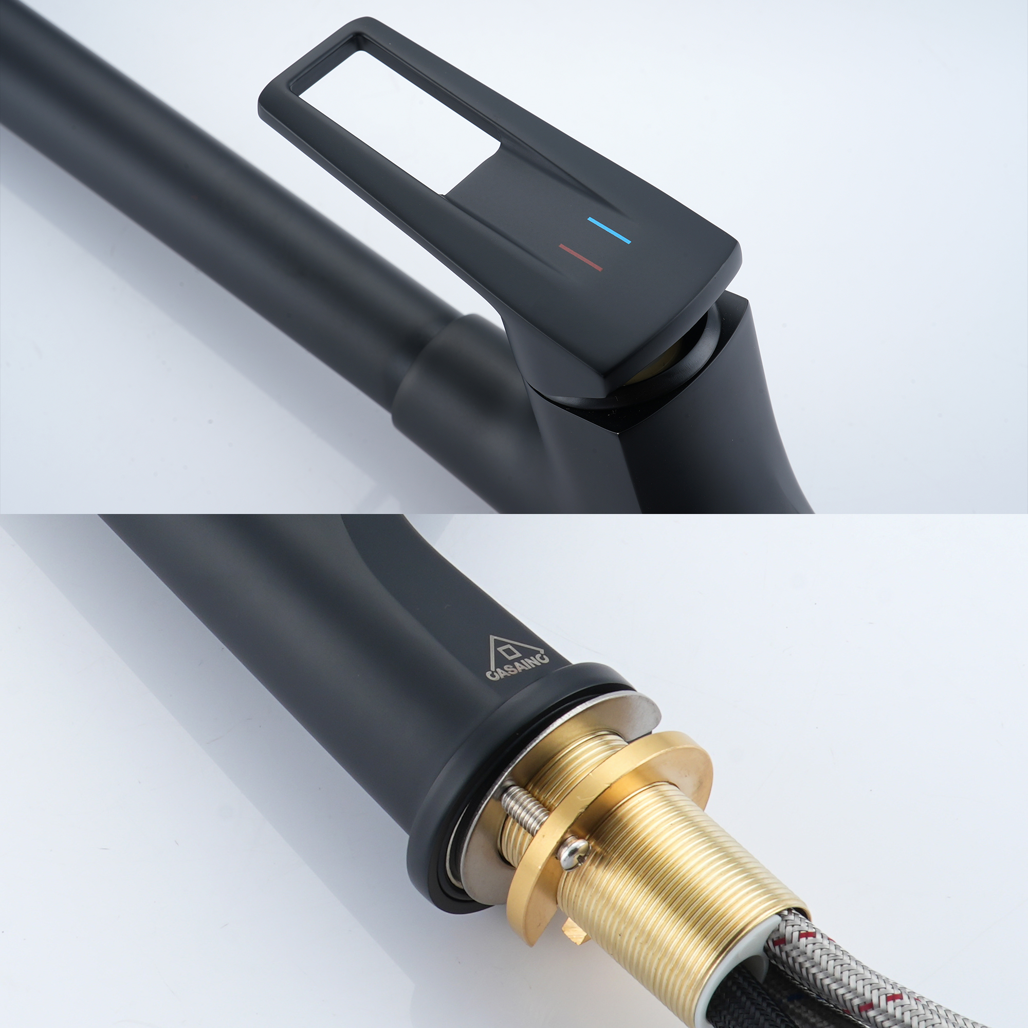 Kitchen Faucet with Pull Down Sprayer, Modern Single Handle Pull Out Kitchen Faucet,1 or 3 Hole Sink Faucets for Farmhouse Camper Laundry Utility Rv Wet Bar, Brushed Gold/Brushed Nickel/Matte Black