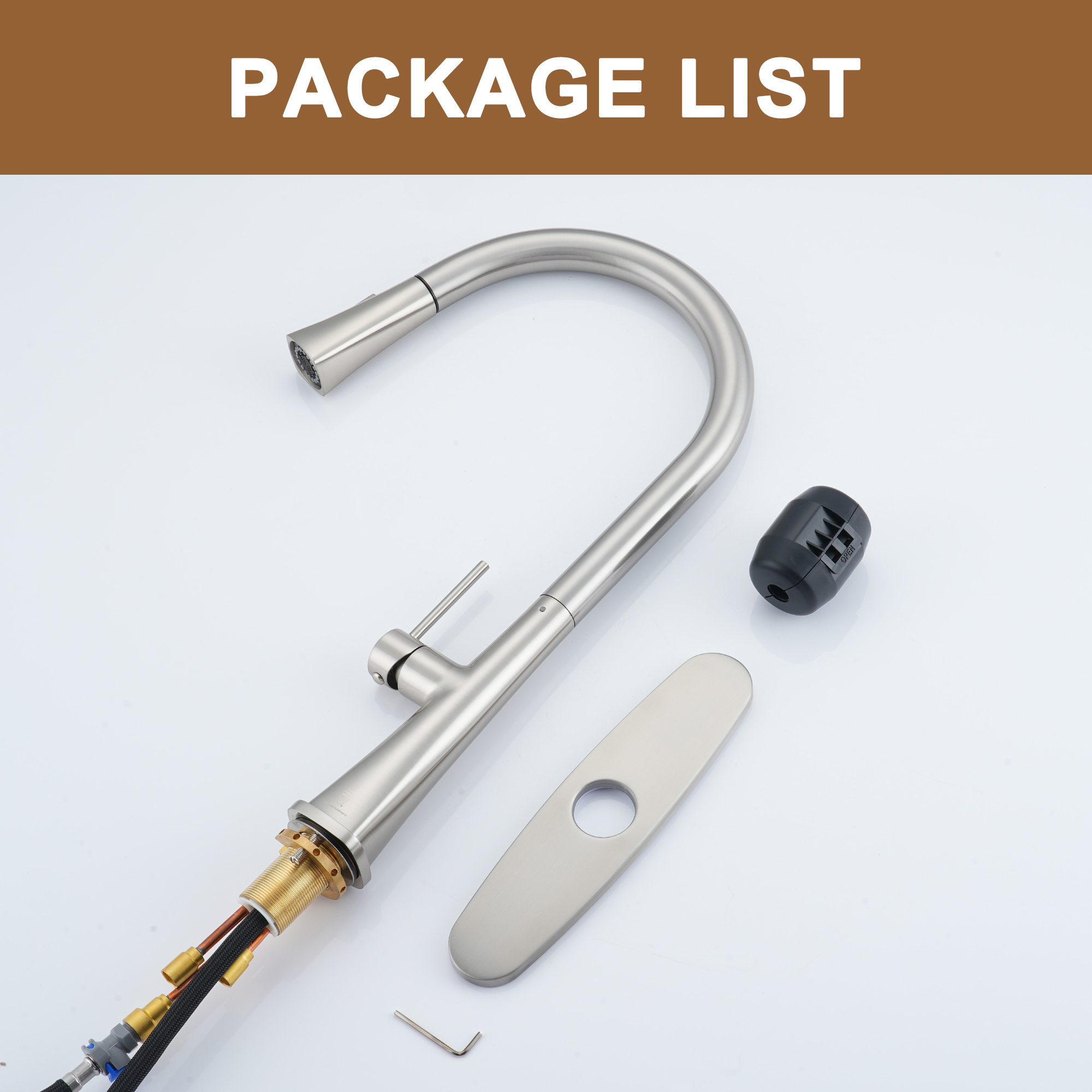  Kitchen Faucet with Pull Down Sprayer, Modern Single Handle Pull Out Kitchen Sink Faucet,1 or 3 Hole Sink Faucets for Farmhouse Camper Laundry Utility Rv Wet Bar, Brushed Gold/Brushed Nickel/Matte Black/Matte White