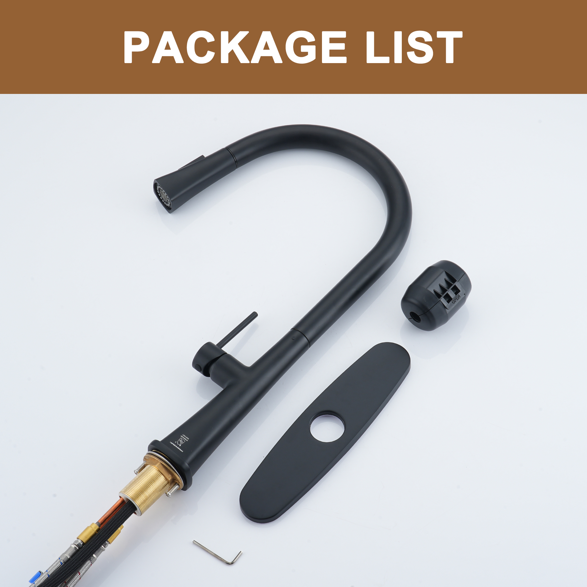  Kitchen Faucet with Pull Down Sprayer, Modern Single Handle Pull Out Kitchen Sink Faucet,1 or 3 Hole Sink Faucets for Farmhouse Camper Laundry Utility Rv Wet Bar, Brushed Gold/Brushed Nickel/Matte Black/Matte White