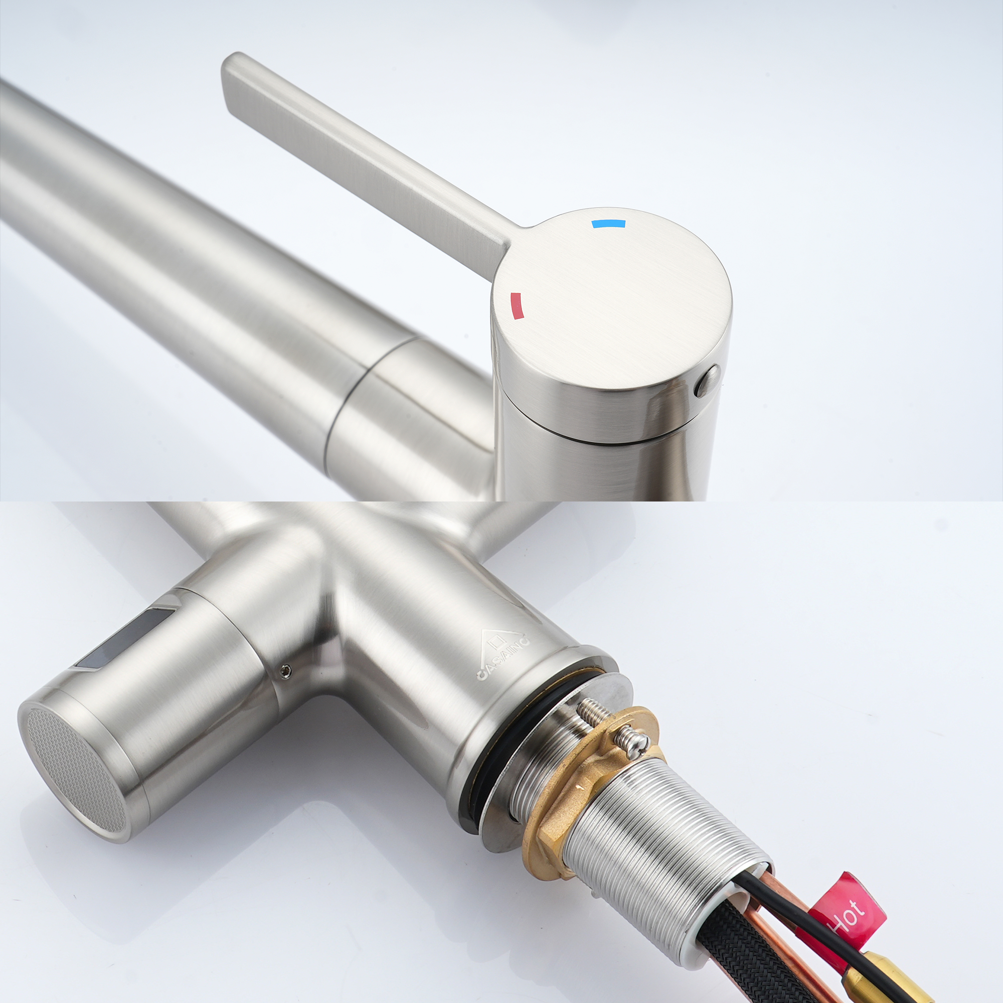 3-Spray Patterns Single Handle Pull Down Sprayer Kitchen Faucet with Deckplate and Water Supply Hoses in Brushed Gold/Brushed Nickel/Matte Black