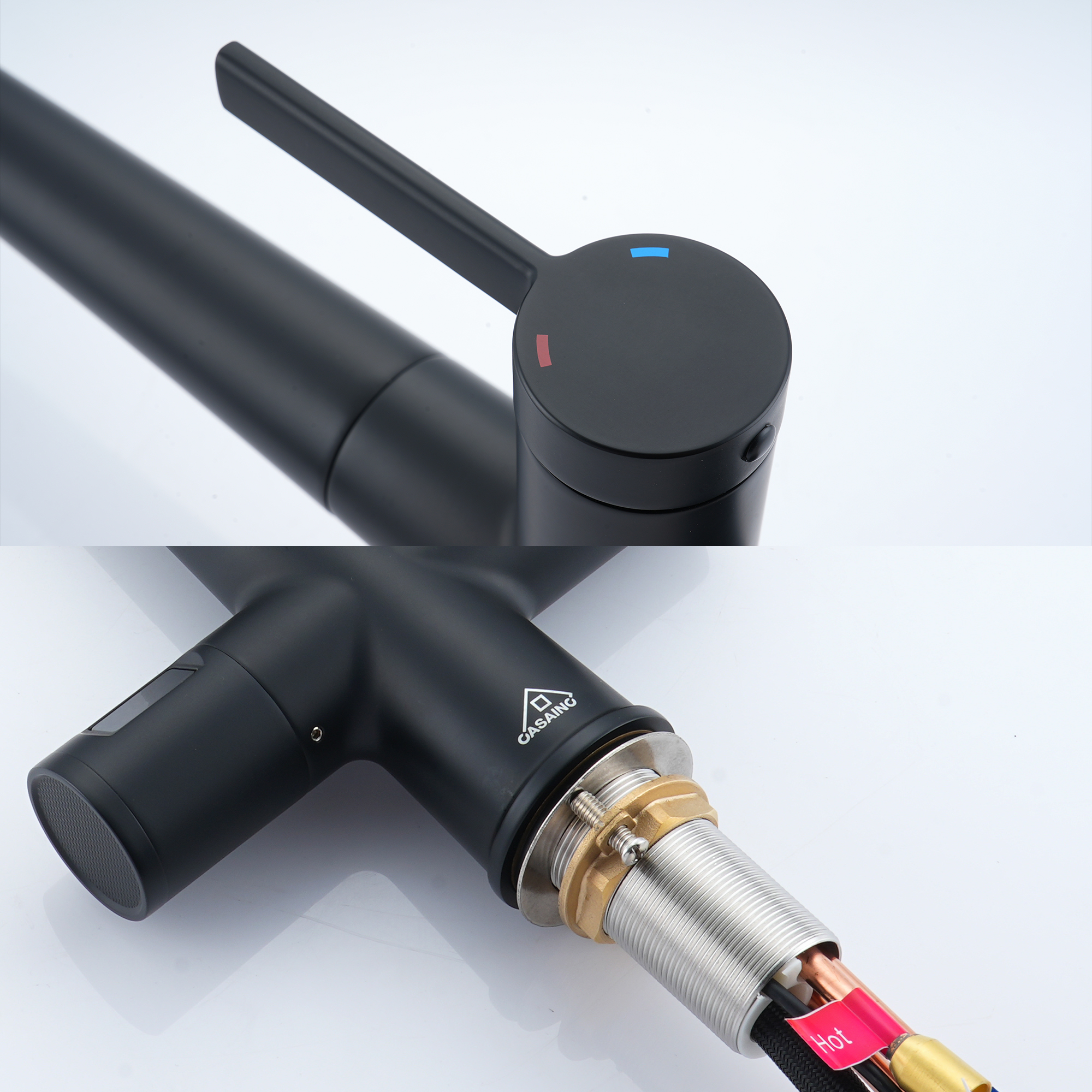 3-Spray Patterns Single Handle Pull Down Sprayer Kitchen Faucet with Deckplate and Water Supply Hoses in Brushed Gold/Brushed Nickel/Matte Black