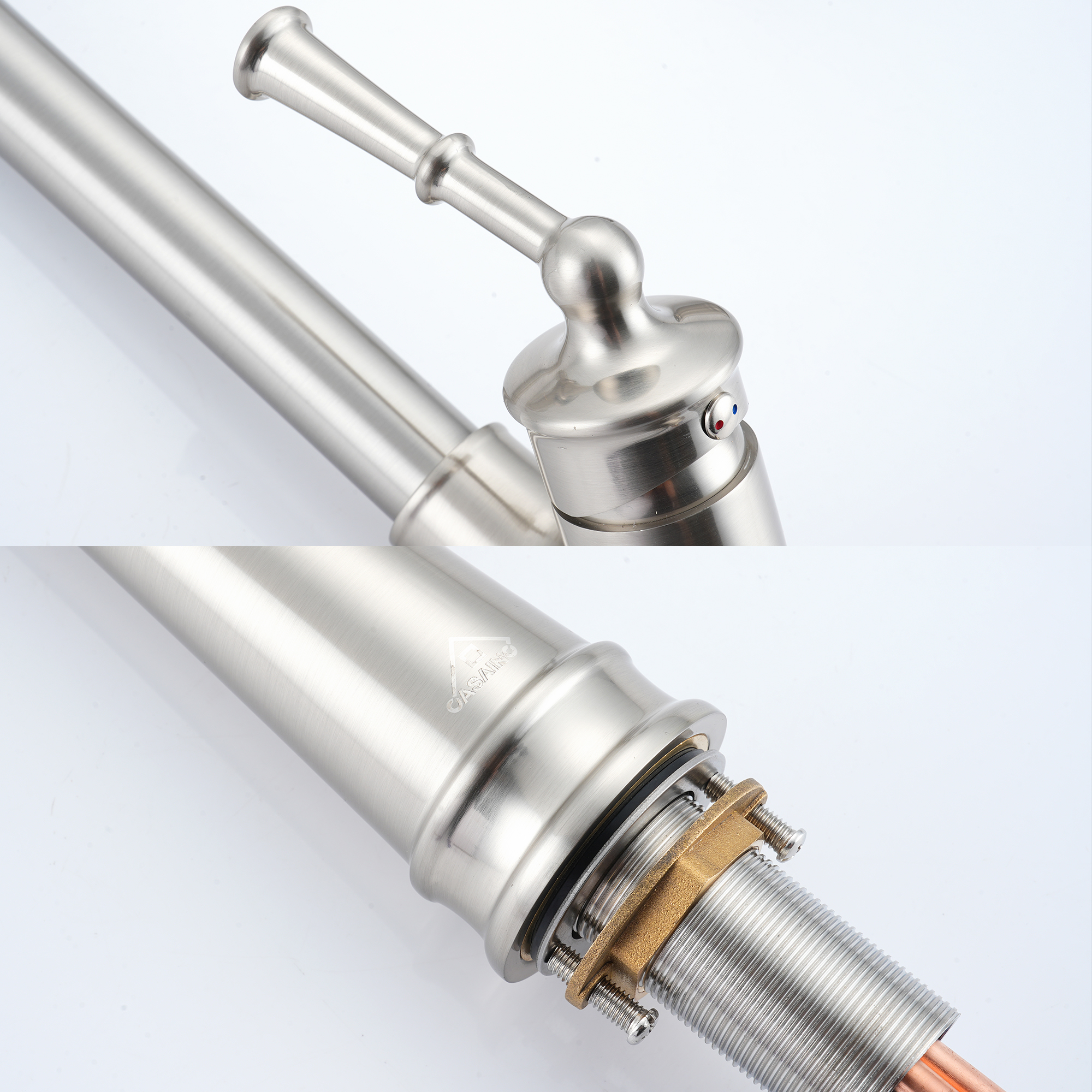 Single-Handle Kitchen Faucet with Pull-Out Sprayer in Brushed Nickel/Matte Black/Brushed Gold