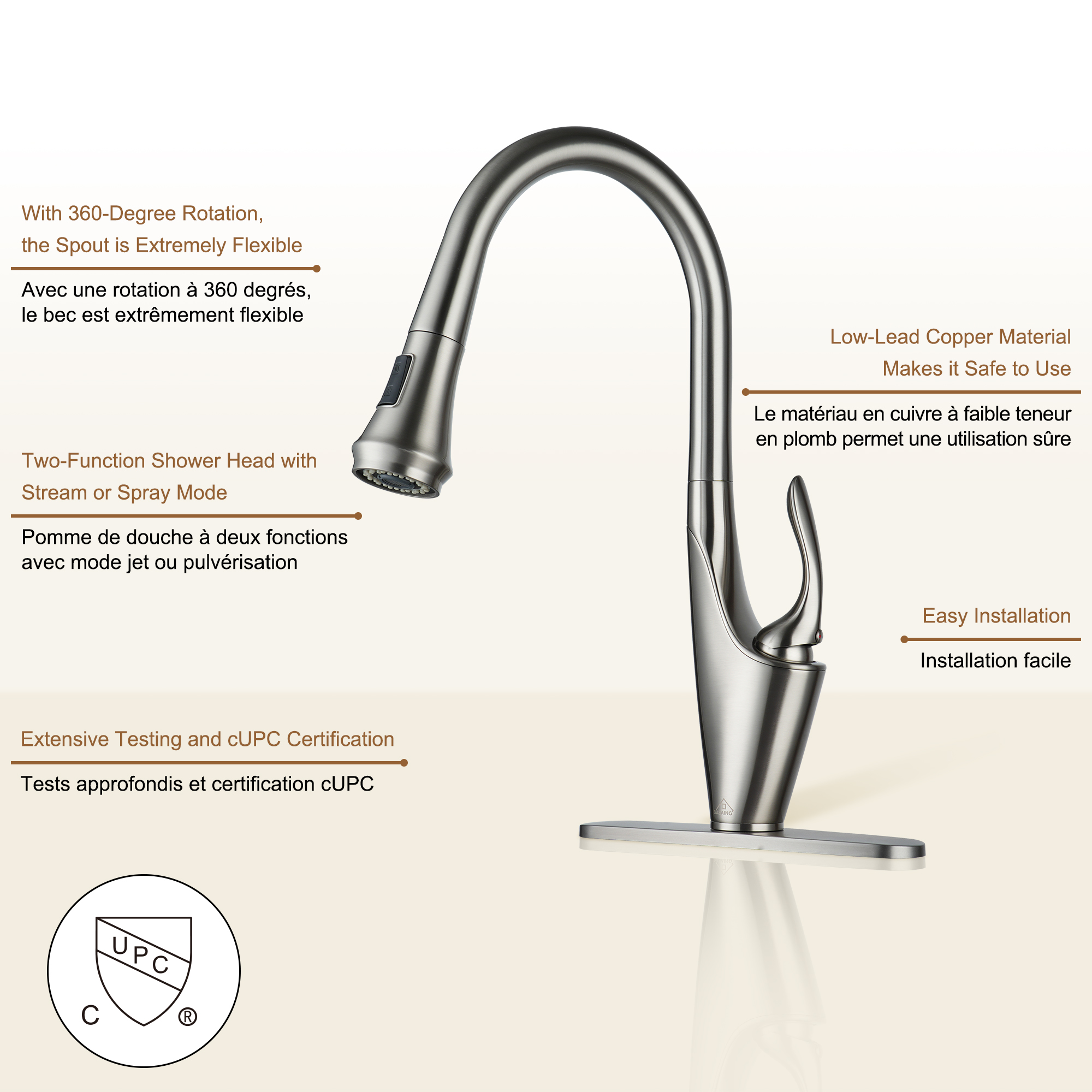 Single-Handle Kitchen Faucet with Pull-Out Sprayer