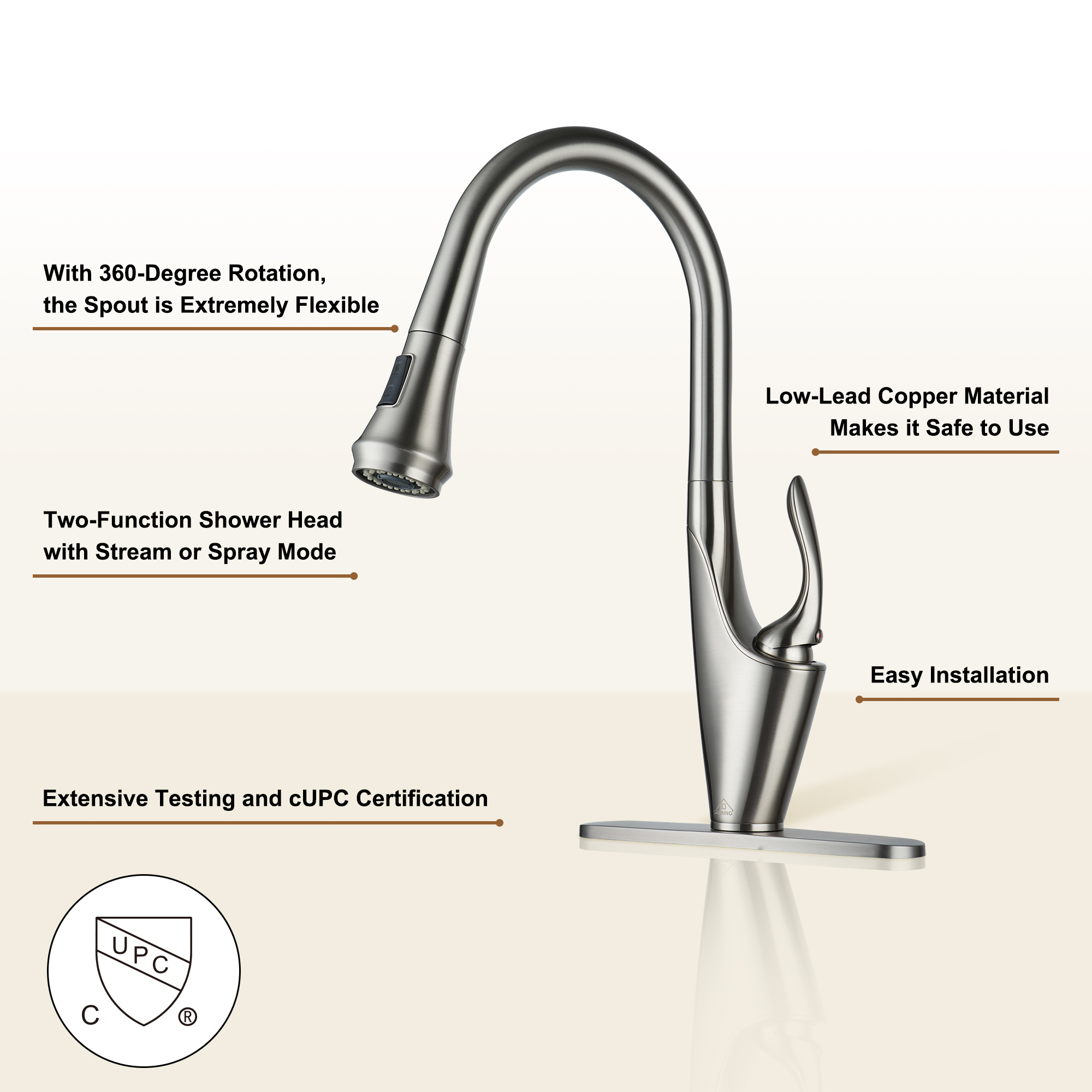 Single-Handle Kitchen Faucet with Pull-Out Sprayer