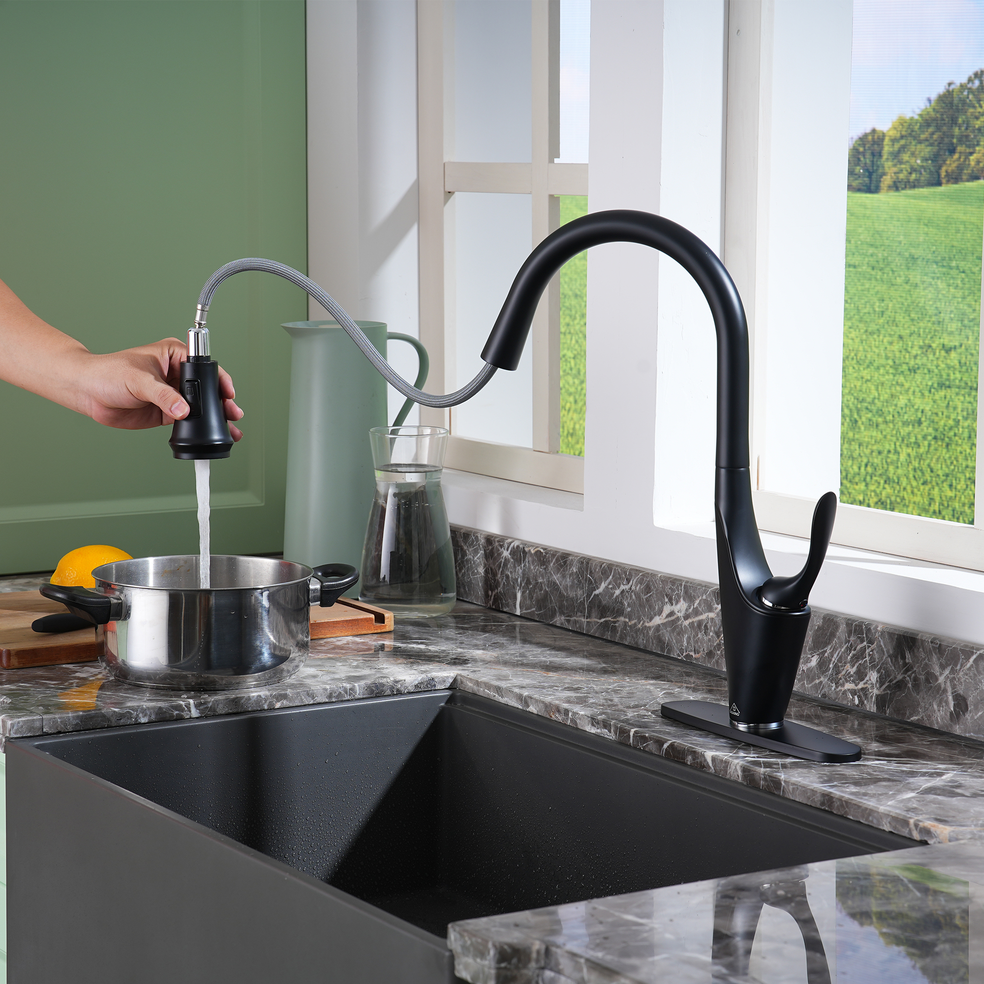 Single-Handle Kitchen Faucet with Pull-Out Sprayer