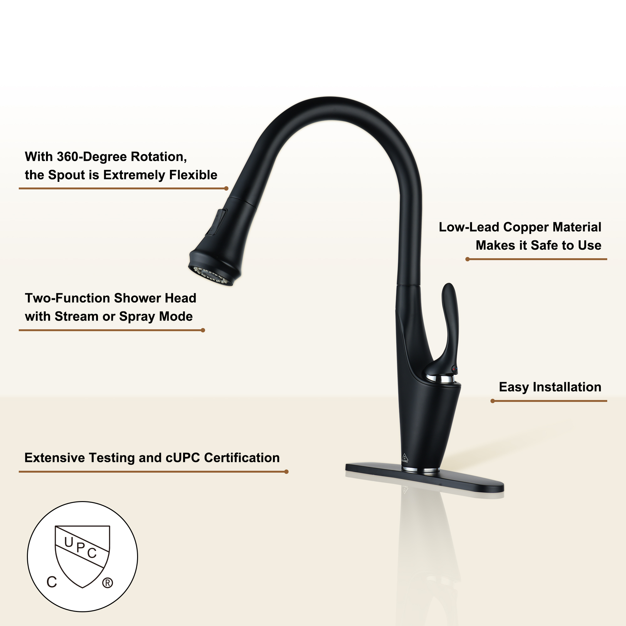 Single-Handle Kitchen Faucet with Pull-Out Sprayer