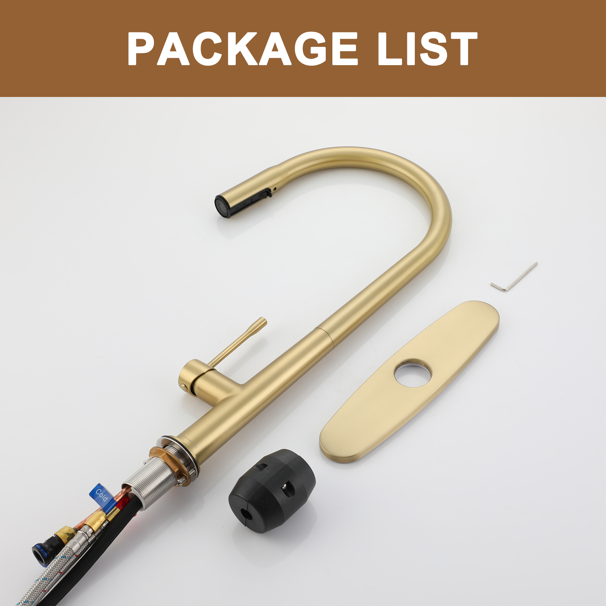 Single Handle Pull-Down Sprayer Kitchen Faucet with Dual-Function Pull out Sprayer head, Stainless Steel in Brushed Nickel/Matte Black/Brushed Gold